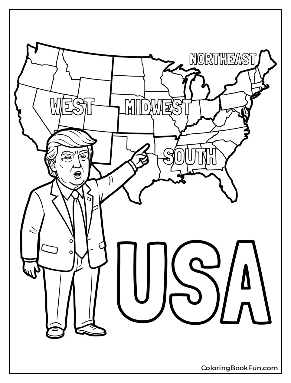 Trump Pointing to Usa Map