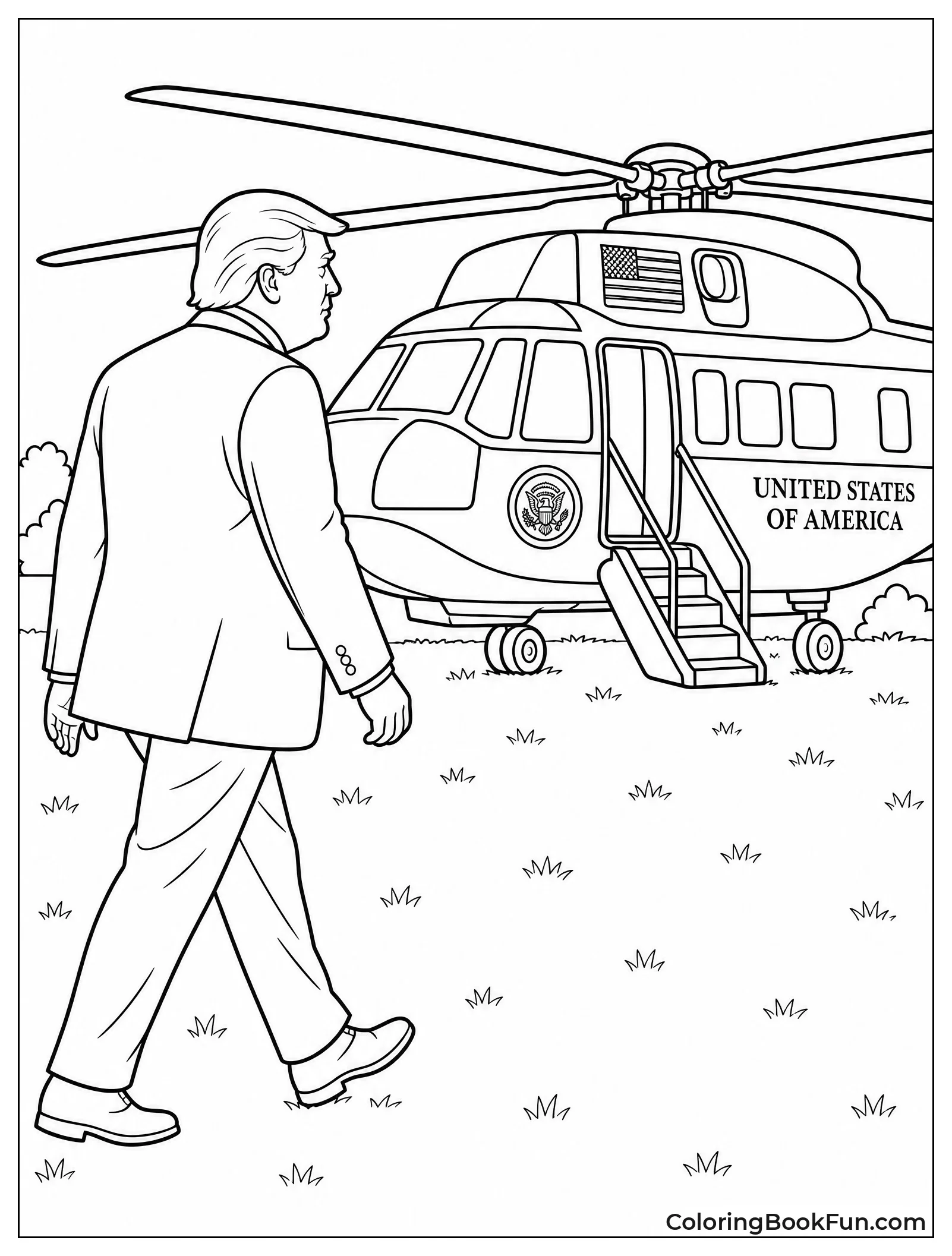 Trump Approaching Marine One Helicopter