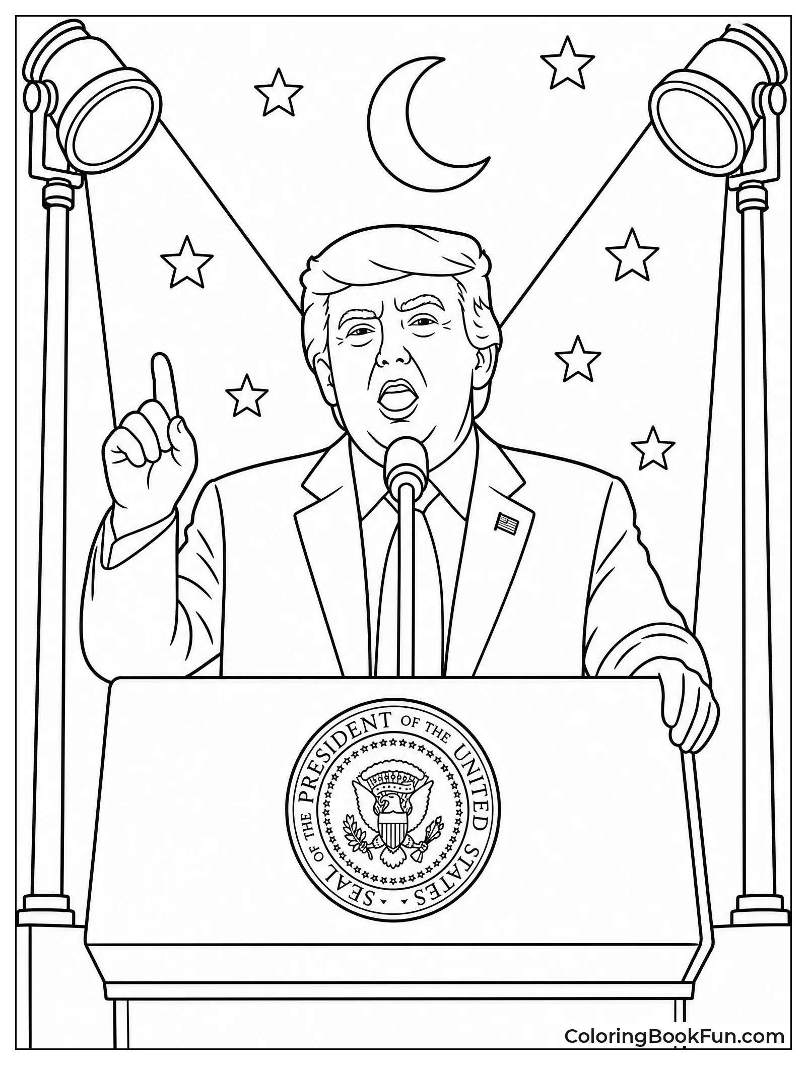 Trump Speaking Under Bright Lights