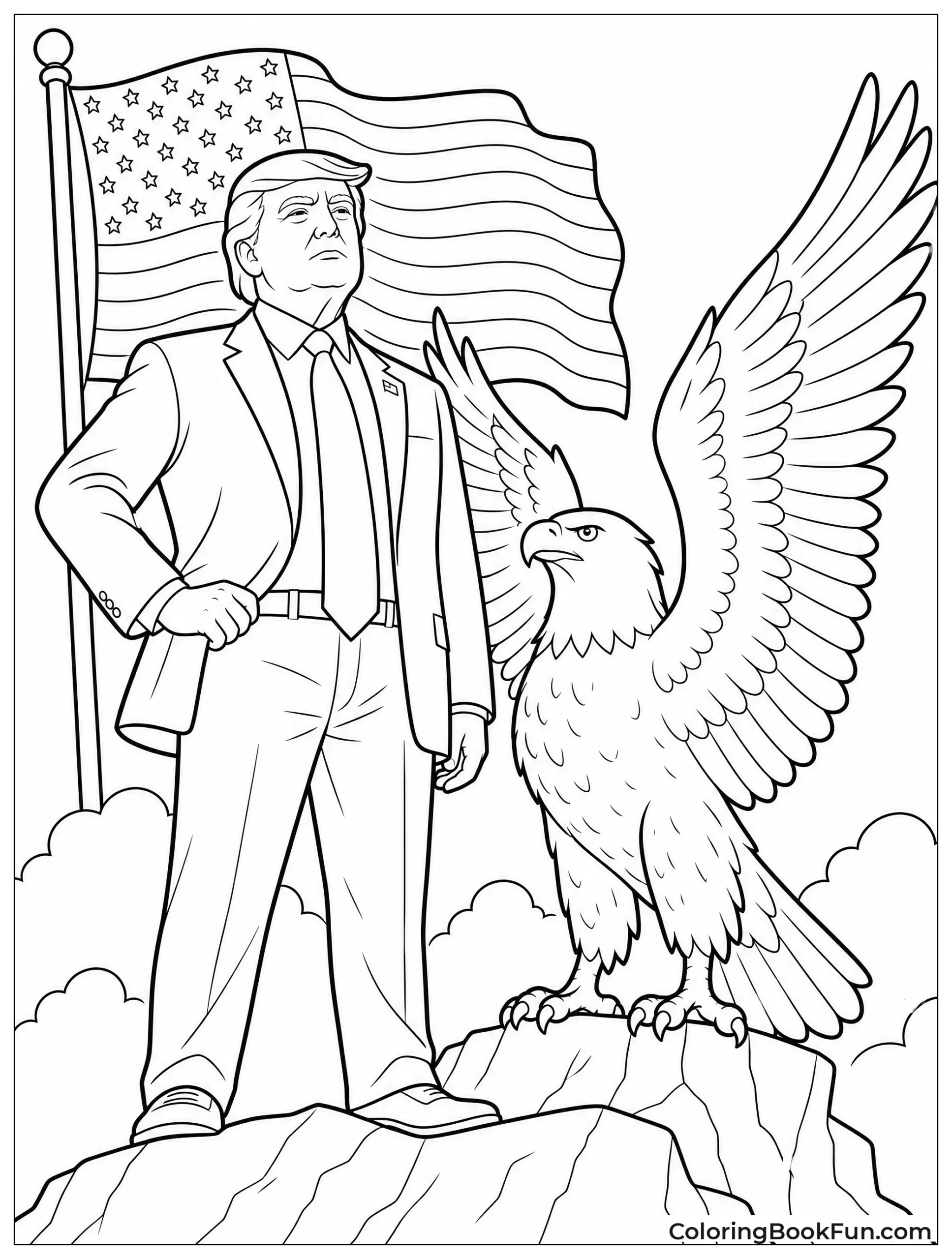 Trump Standing Next to Eagle