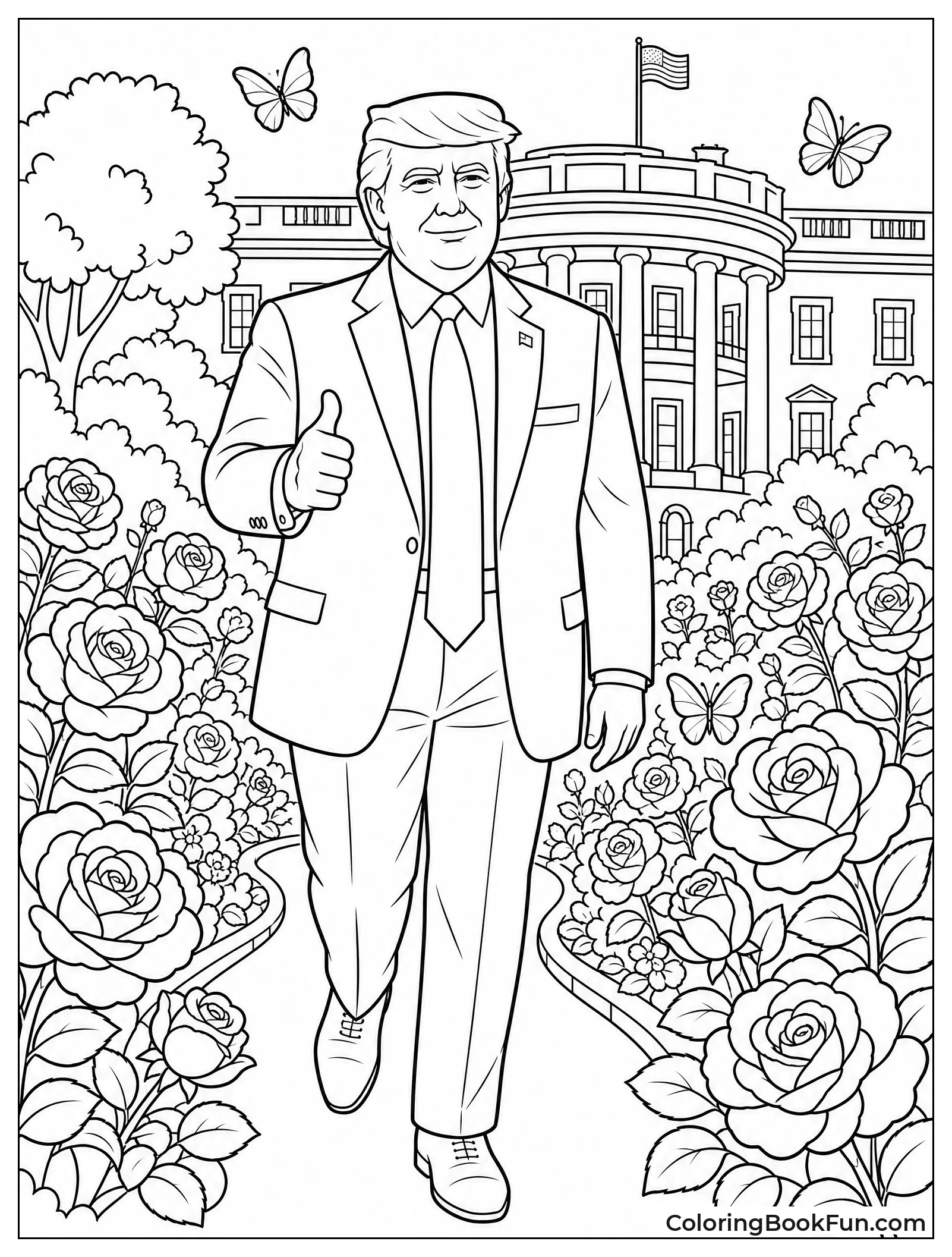 Trump Walking in Rose Garden