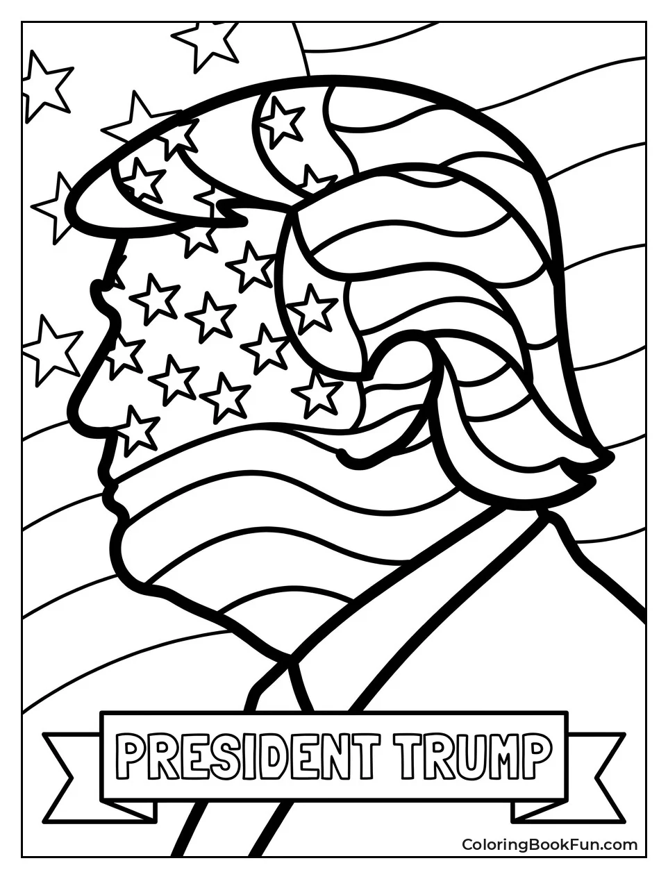Trump Head Filled with Stars