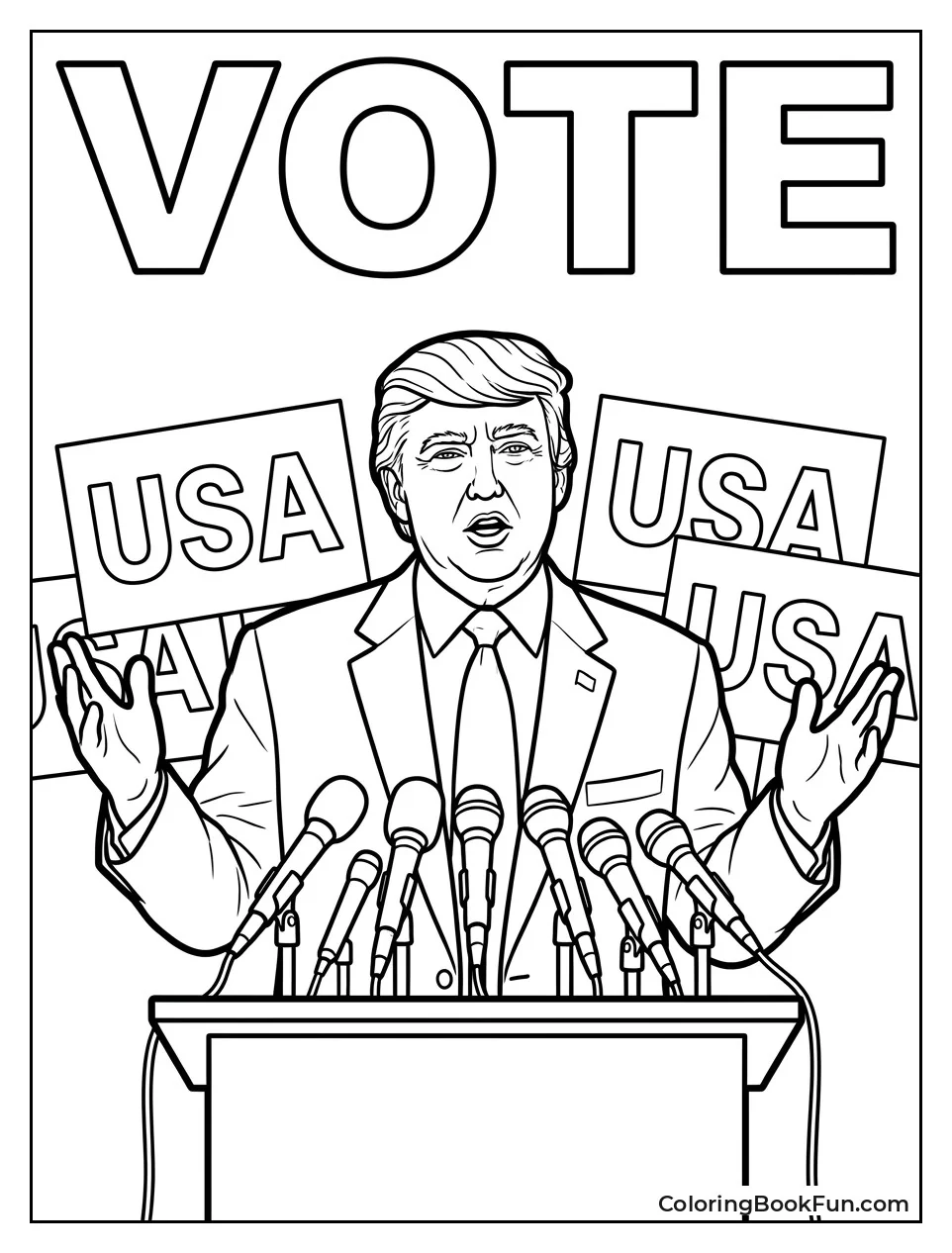 Trump at Podium with Microphones