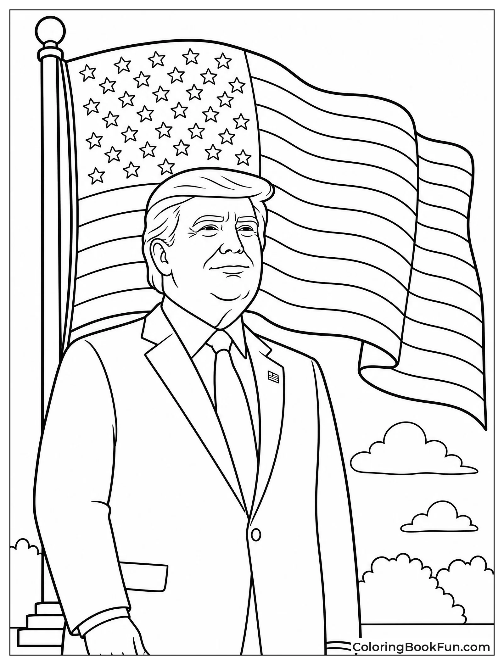 Trump Beside Large American Flag