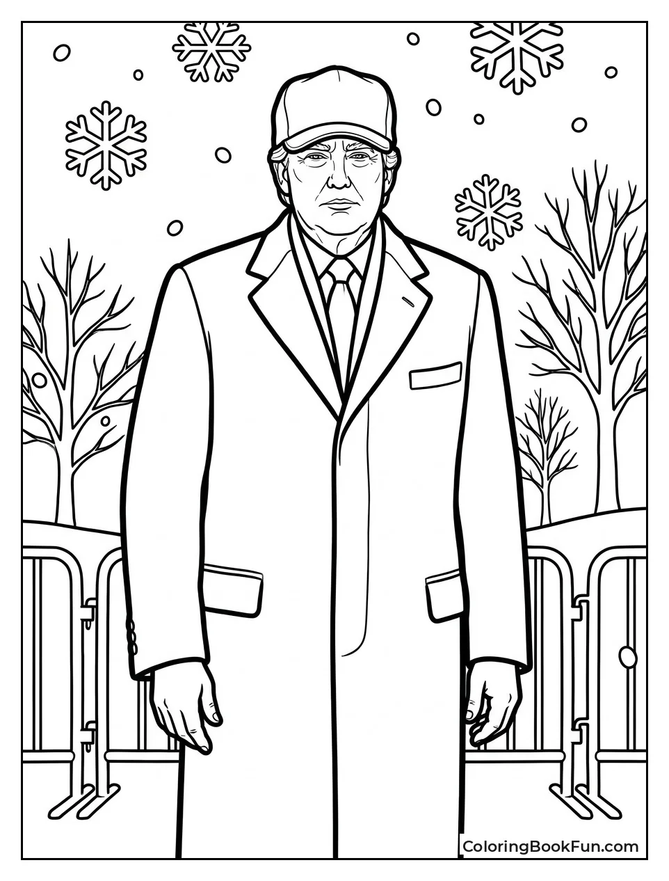 Trump in Snowy Winter Scene