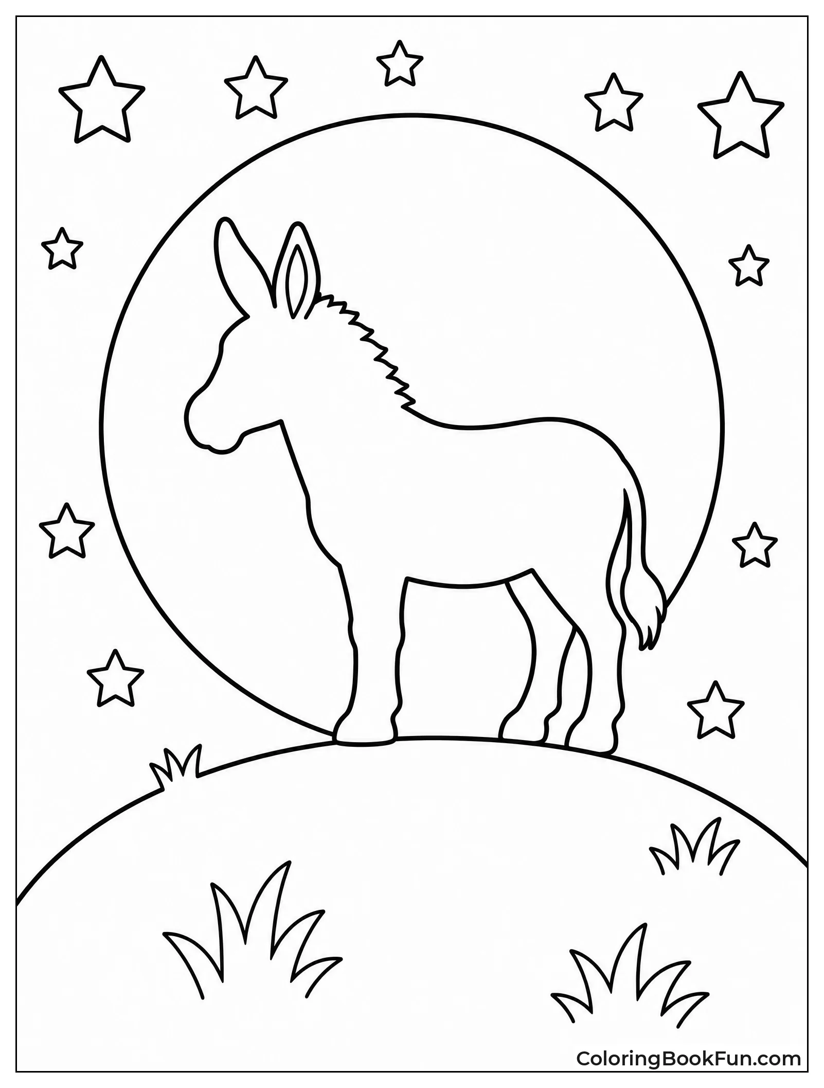 Donkey Silhouette and Moon