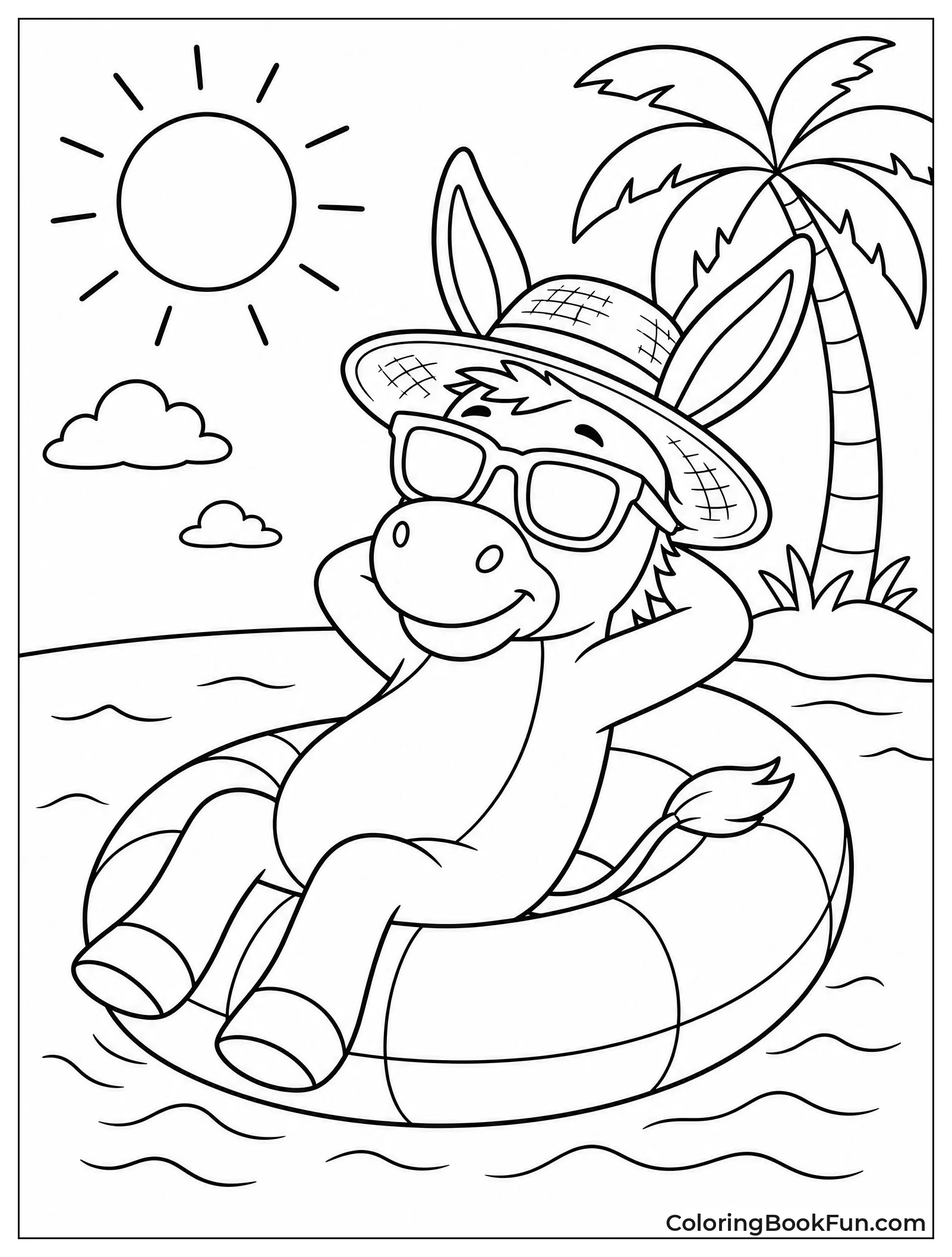 Donkey Relaxes on Beach