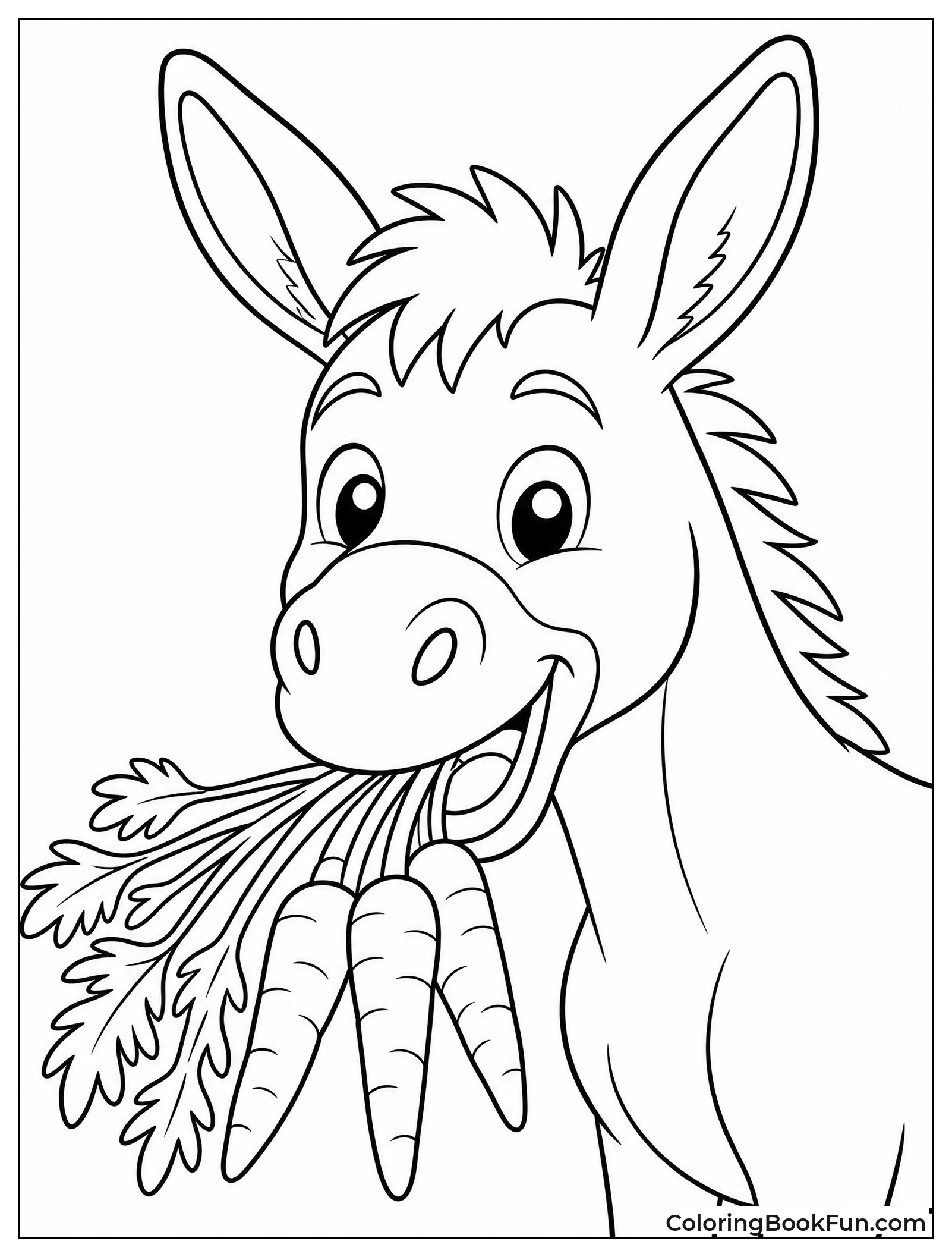 Donkey Eats Fresh Carrots