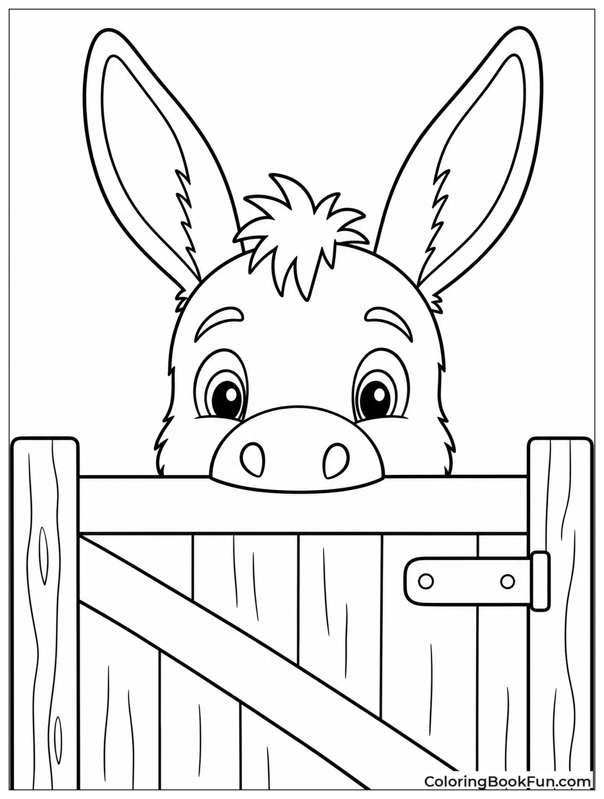 Donkey Peeks Over Fence