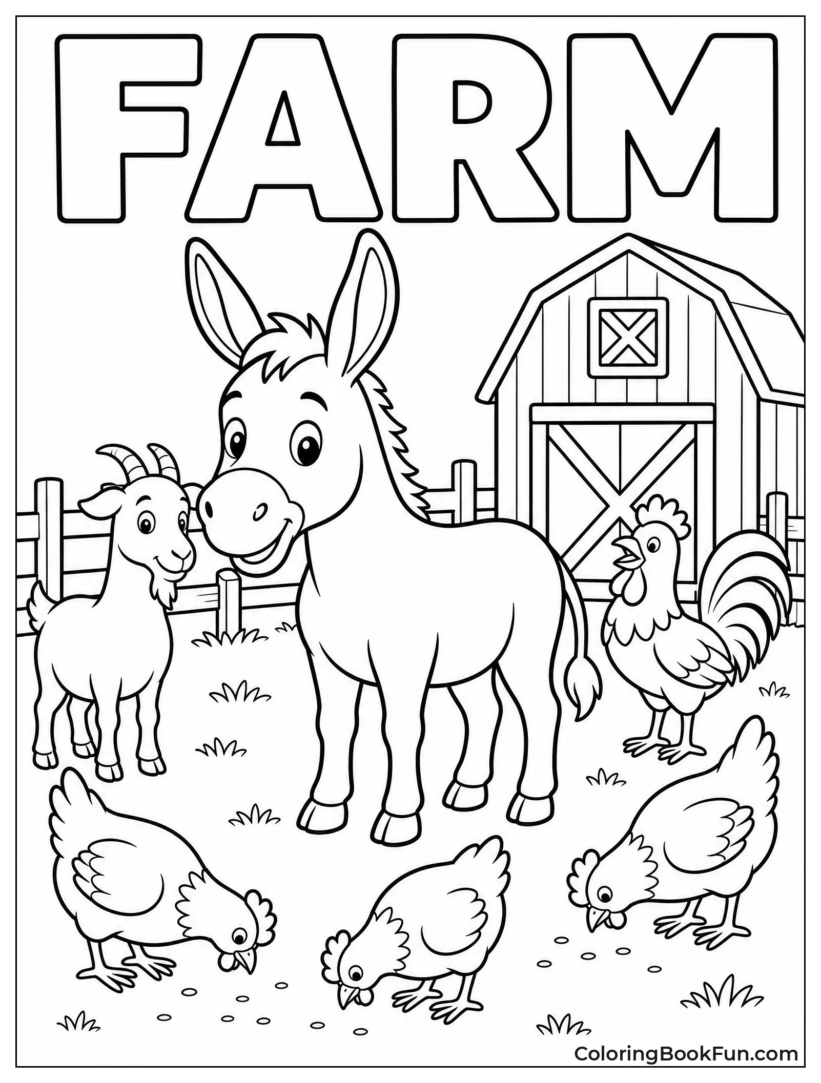 Donkey with Farm Friends