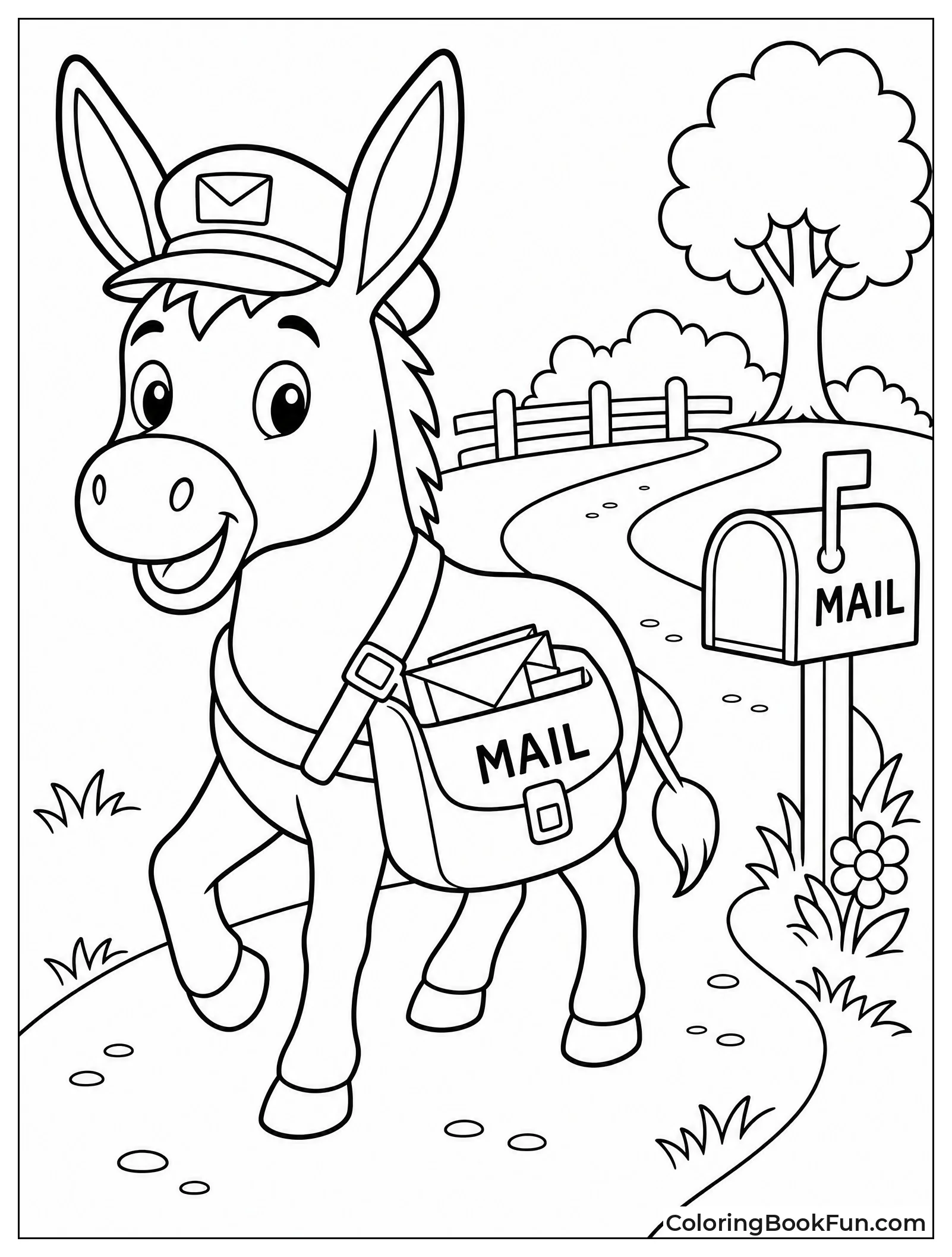 Donkey Carries Mail Bag