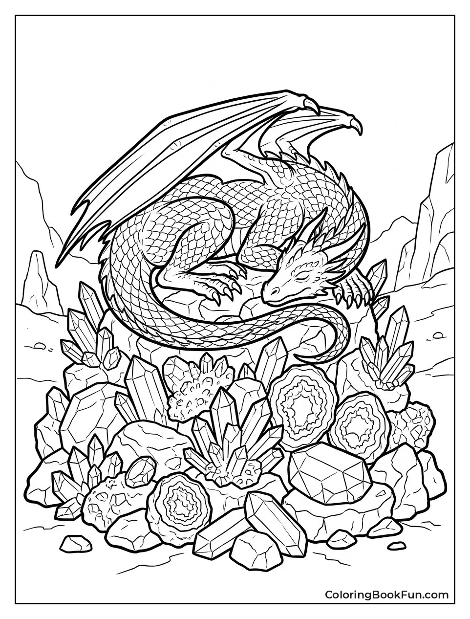 Dragon Sleeping on Gemstones