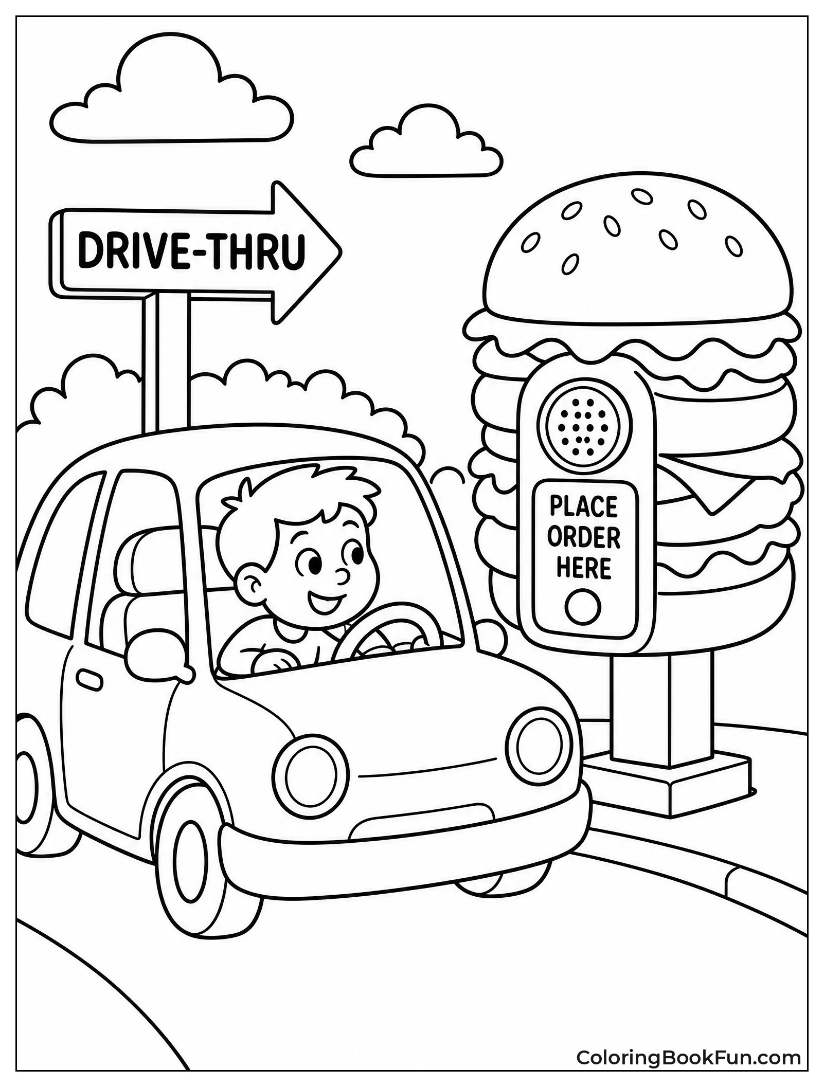 Car at Drive Thru Burger