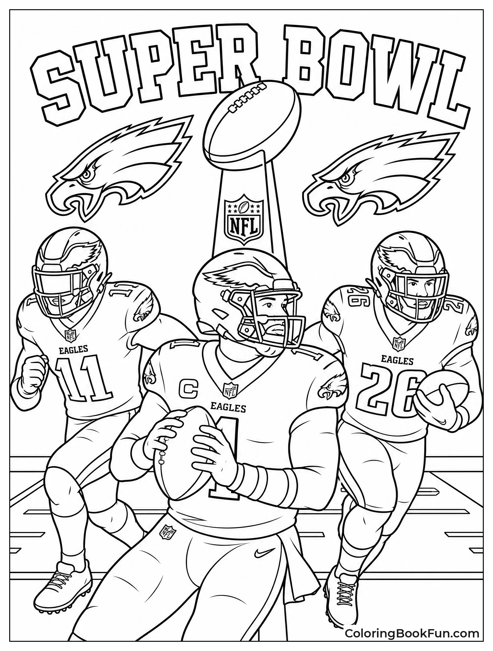 Eagles Team Stands on Football Field