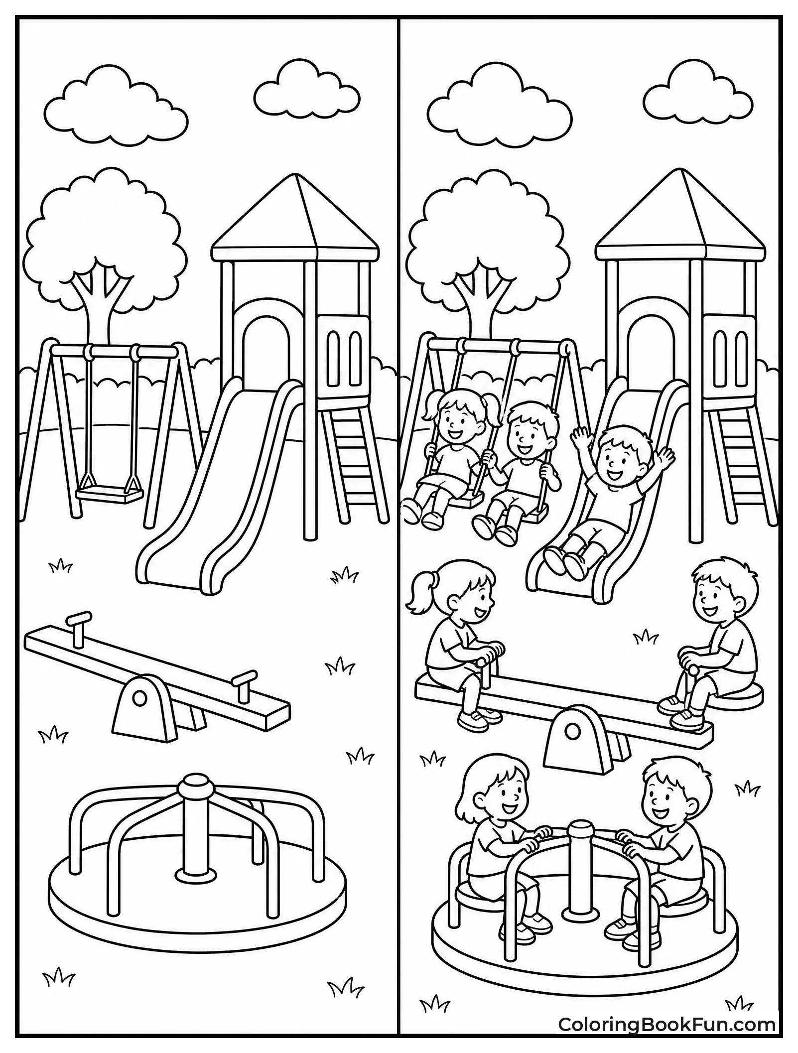 Empty and Busy Playground Split