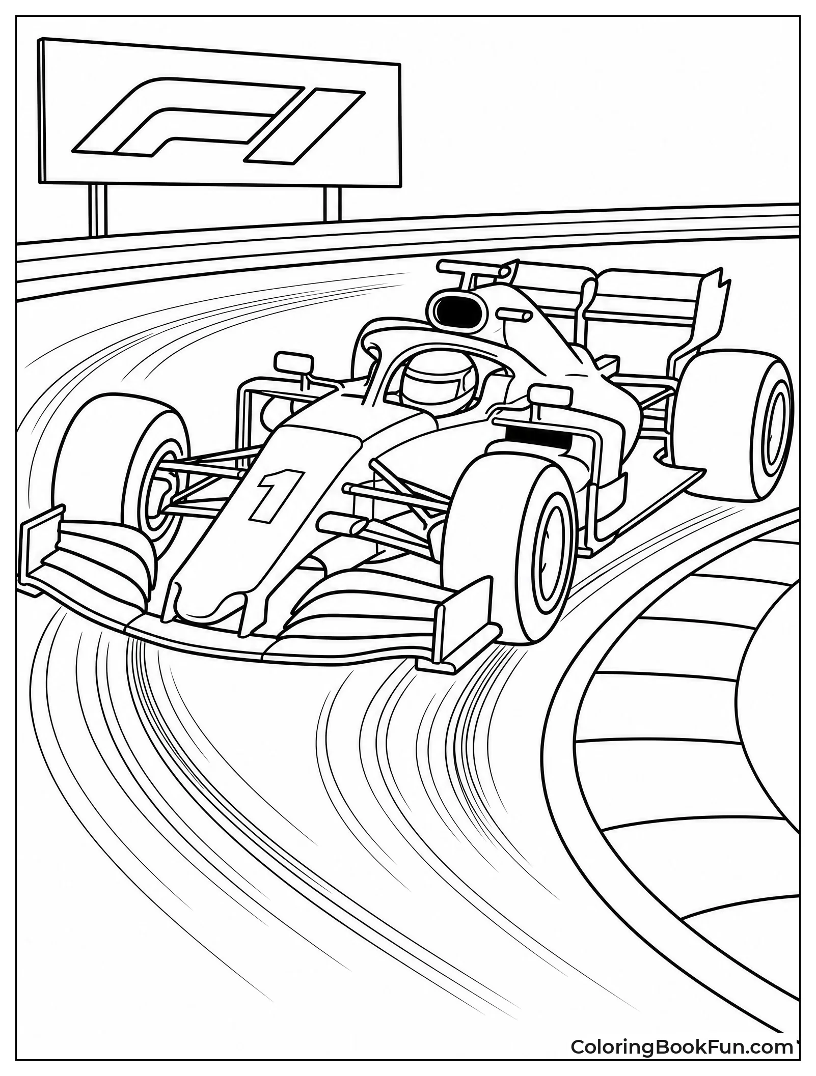 F1 Car Turning Sharp Corner