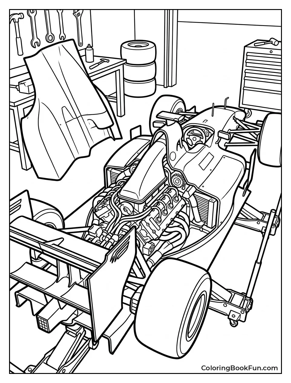 Mechanics Fixing an F1 Car