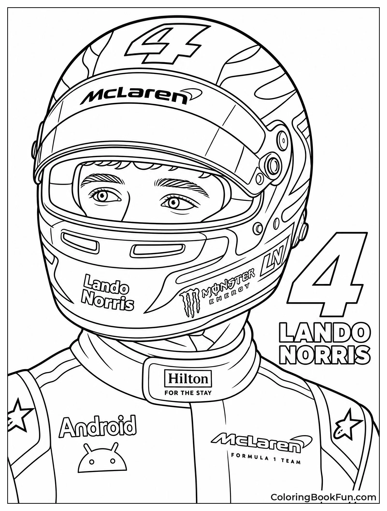 Lando Norris Wearing His Racing Helmet