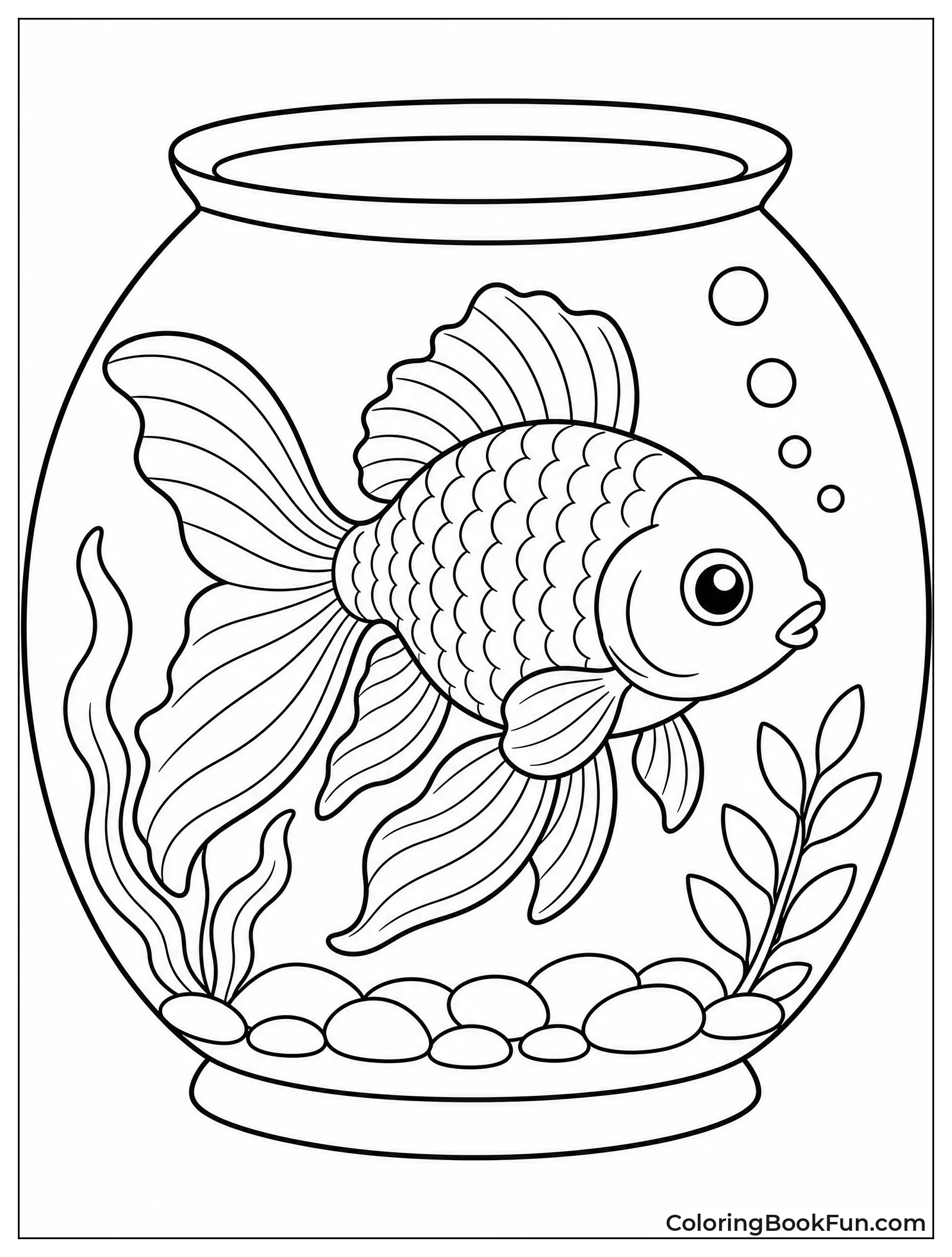 Fancy Goldfish Swimming in a Bowl