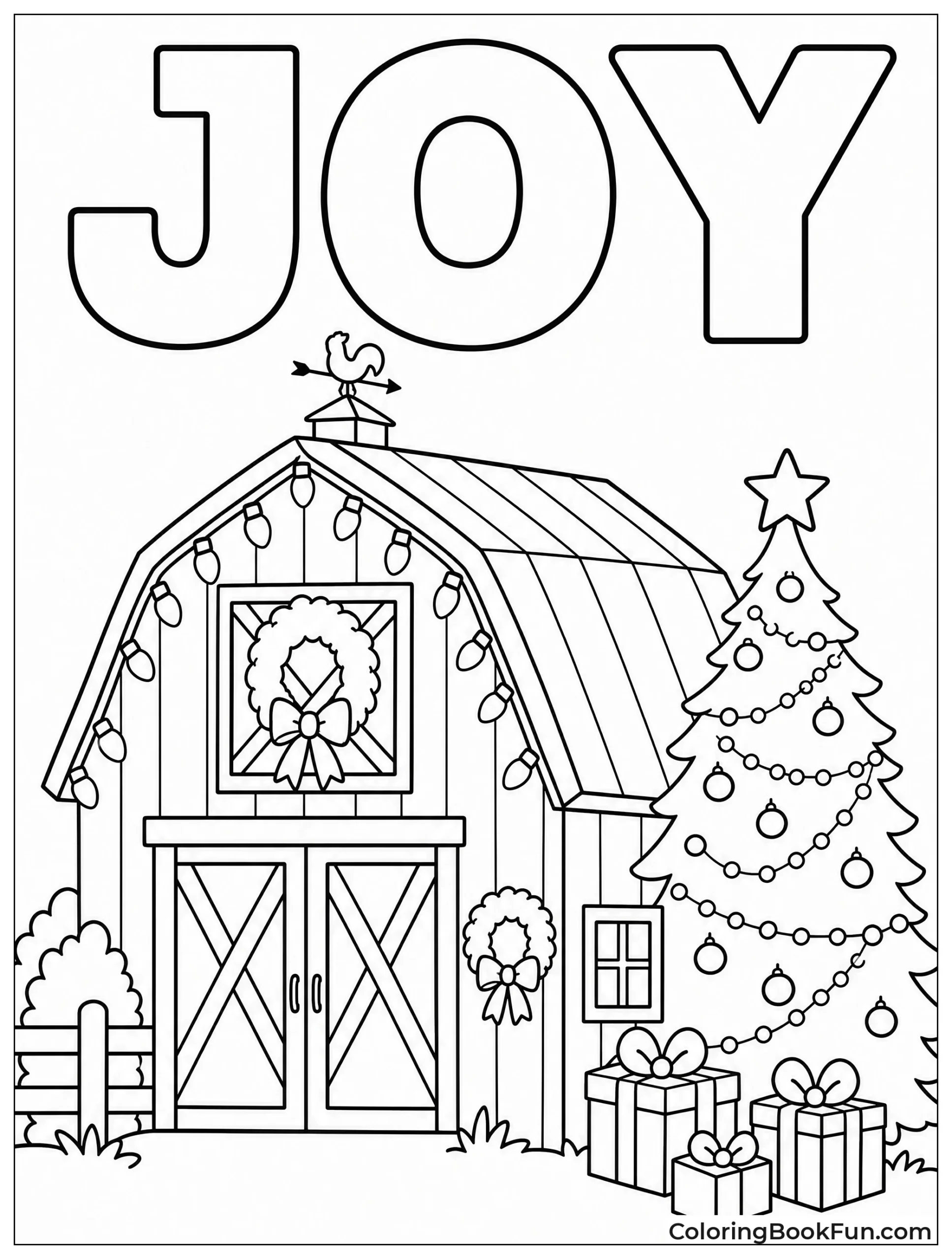 Christmas Barn with Holiday Lights