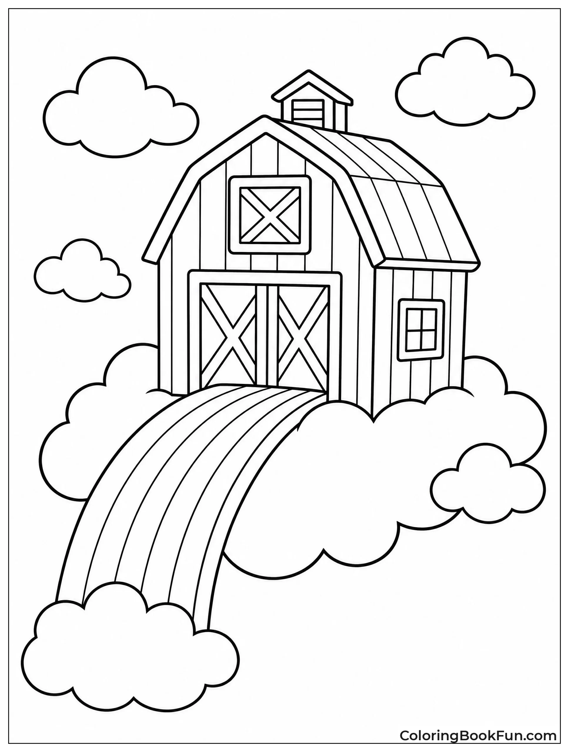 Barn Floating on Fluffy Cloud