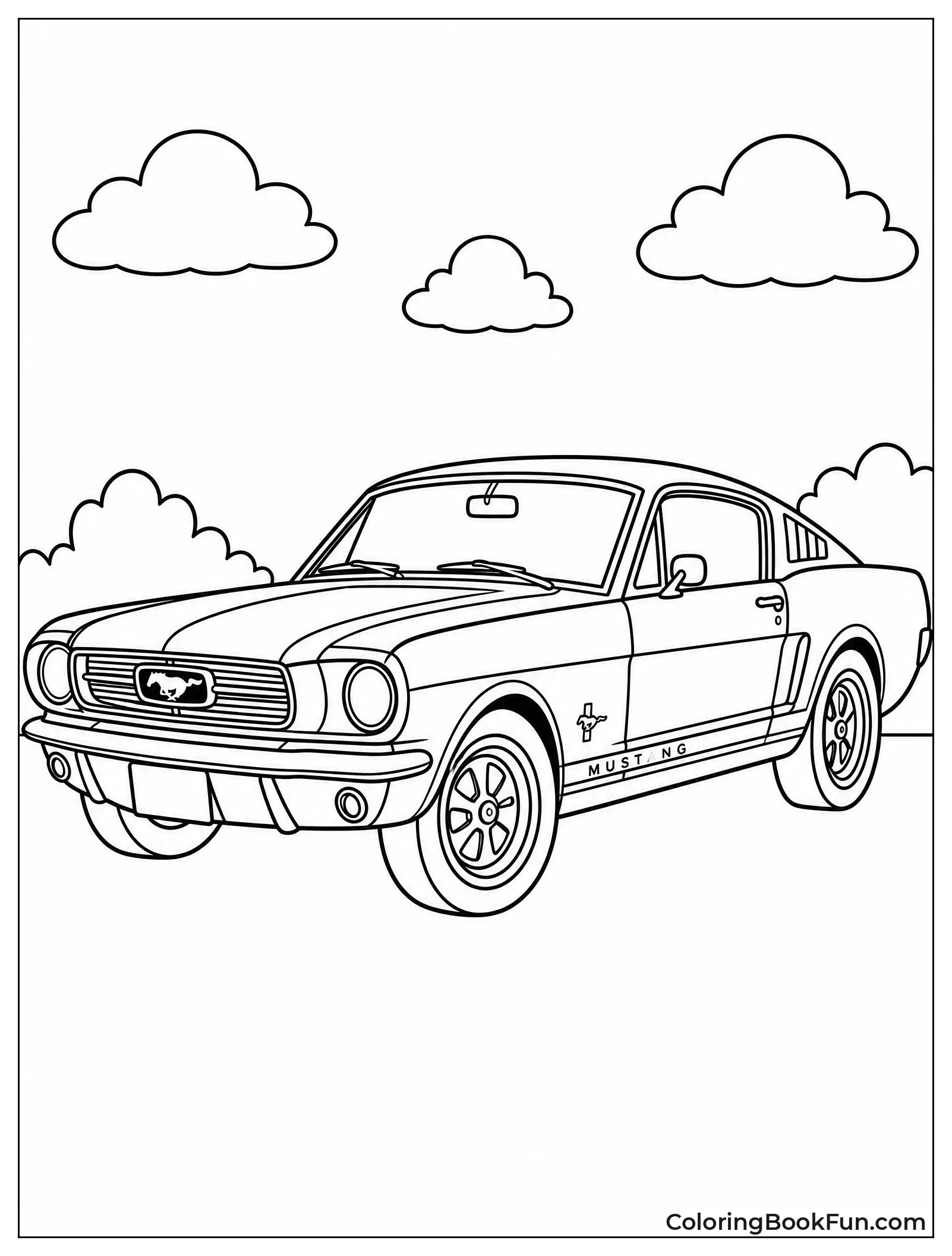Mustang Sports Car with Shiny Wheels