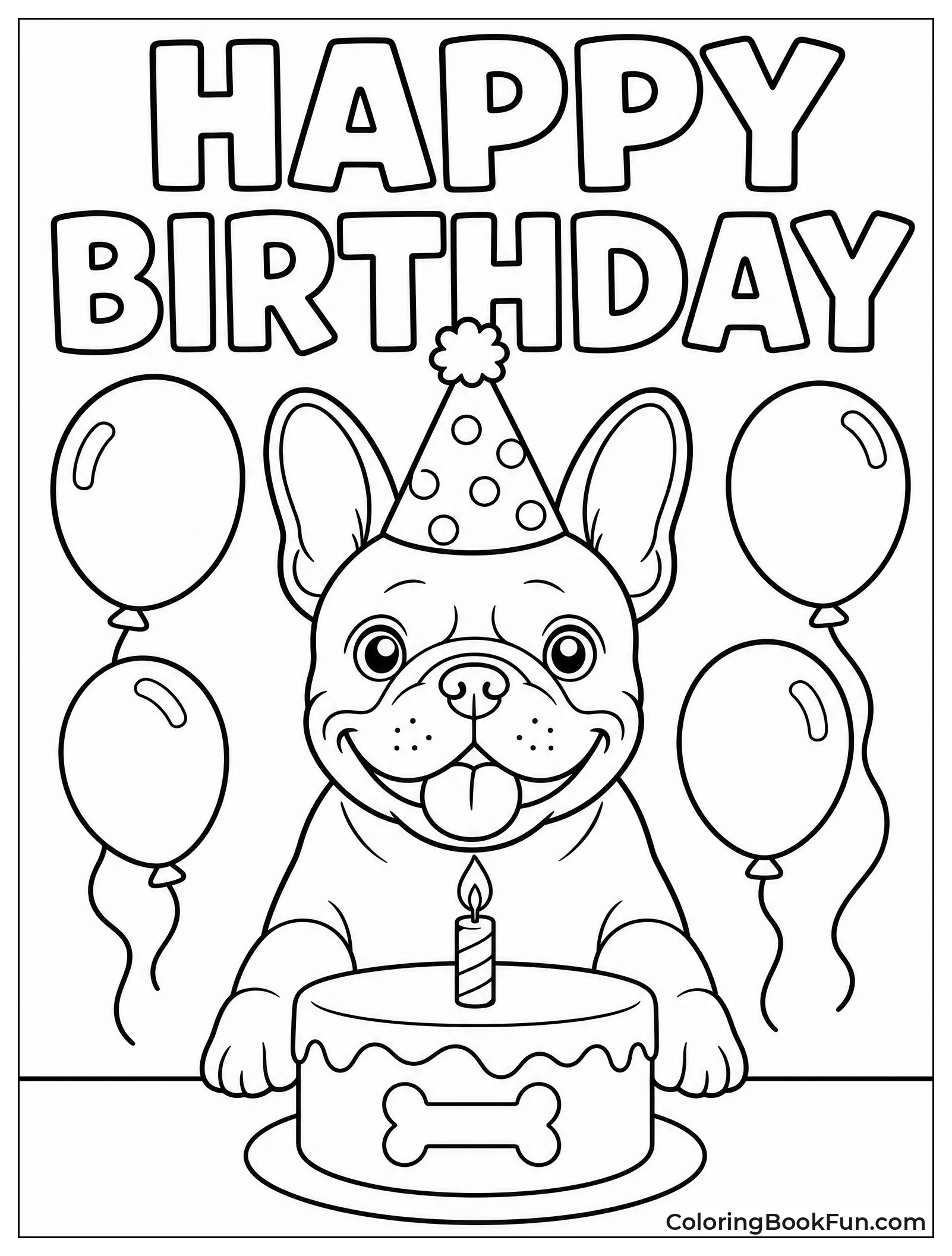 Frenchie Wears Party Hat at Birthday