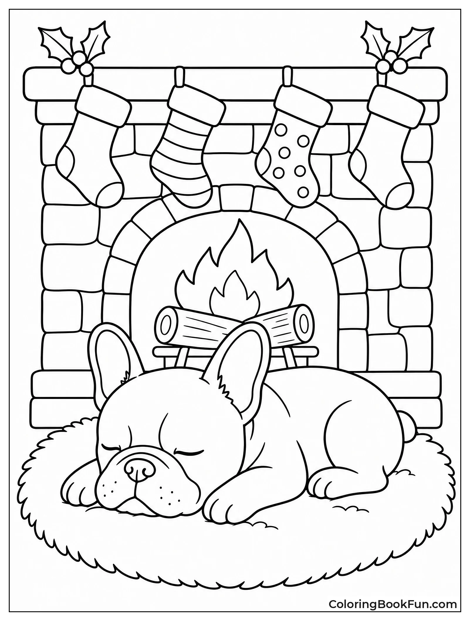 Frenchie Naps by Warm Fireplace