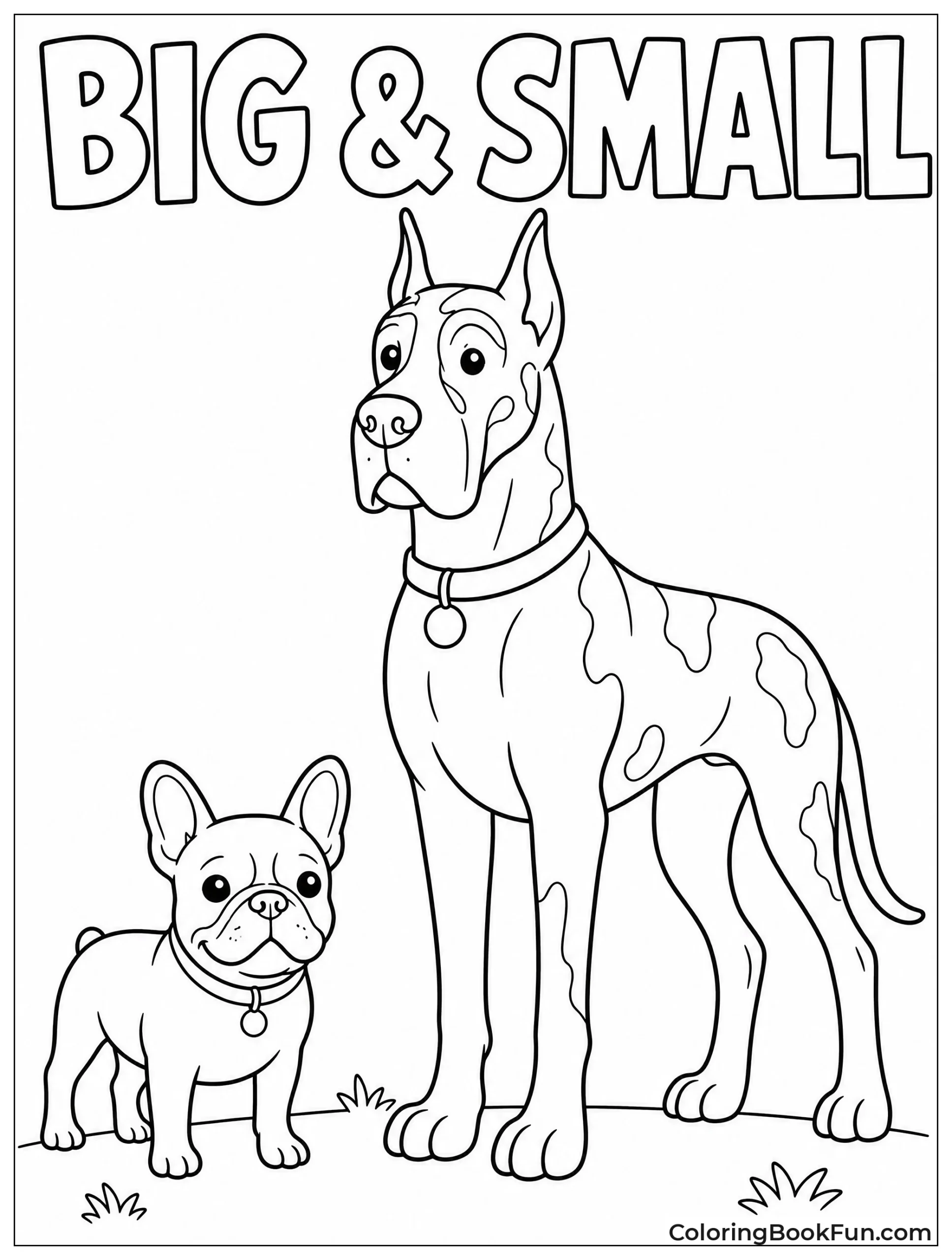 Frenchie Stands Next to Great Dane