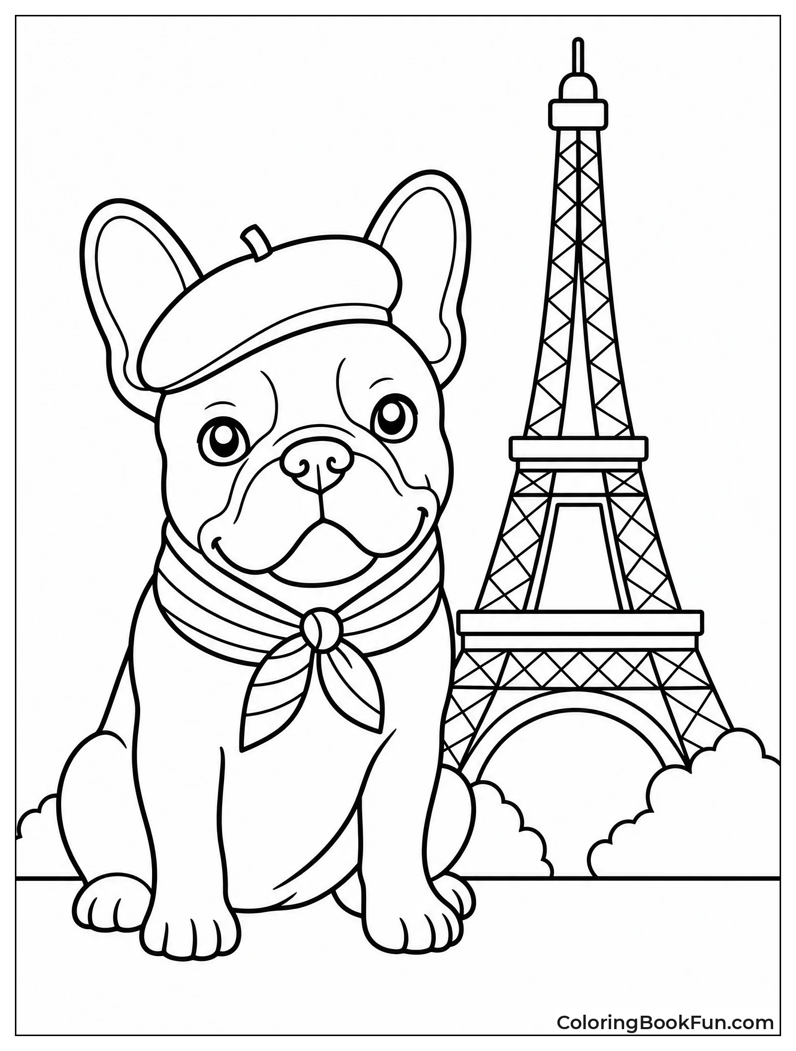 Frenchie Wears Beret in Paris