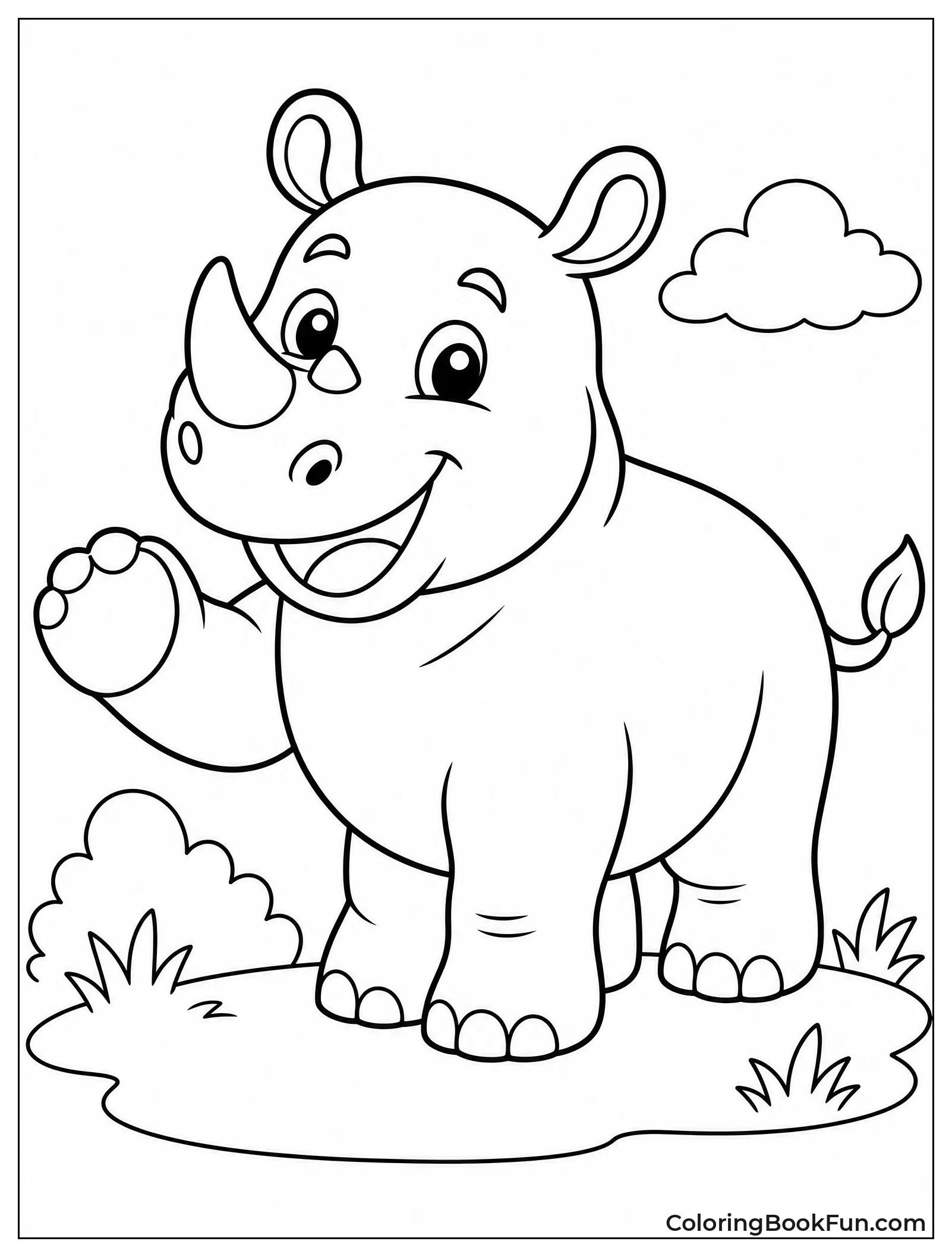Friendly Rhino Waving Hello