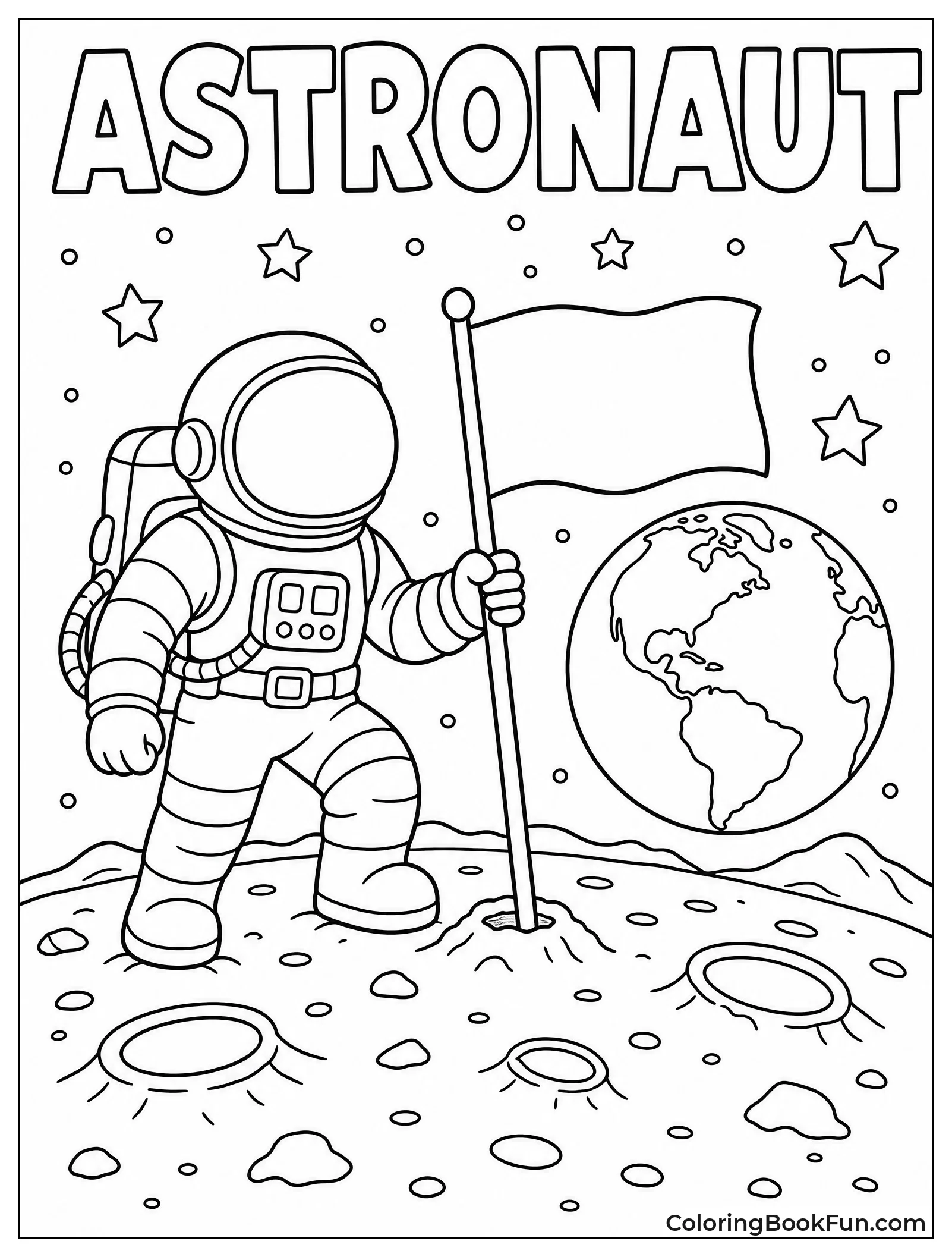 Astronaut Planting Flag on Moon