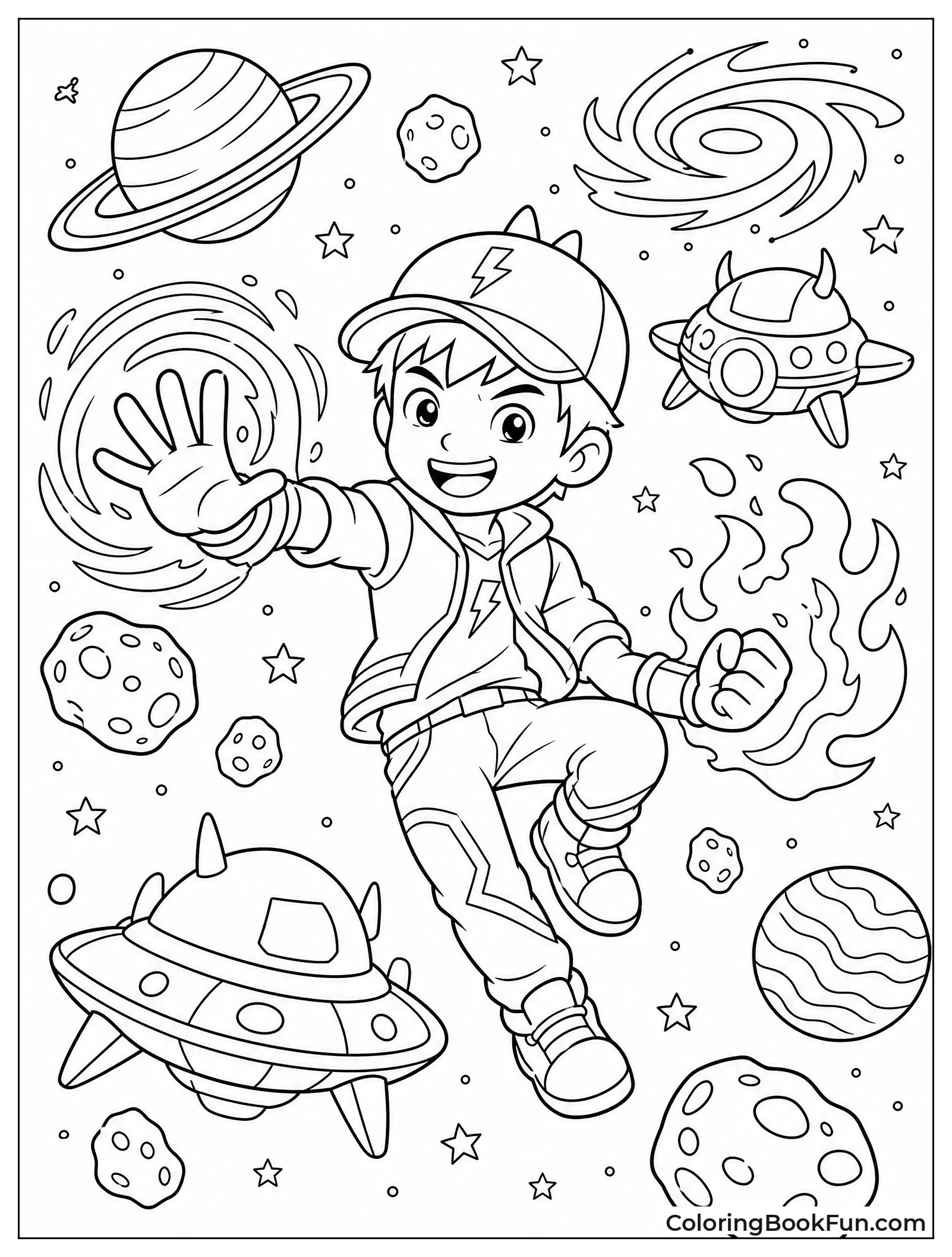 Boboiboy Using Powers in Space