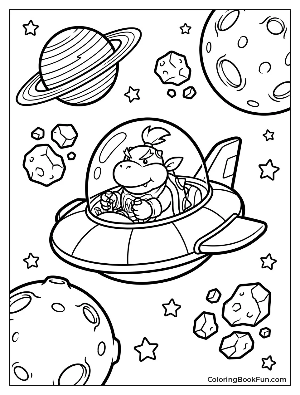 Bowser Jr Piloting Near Planets