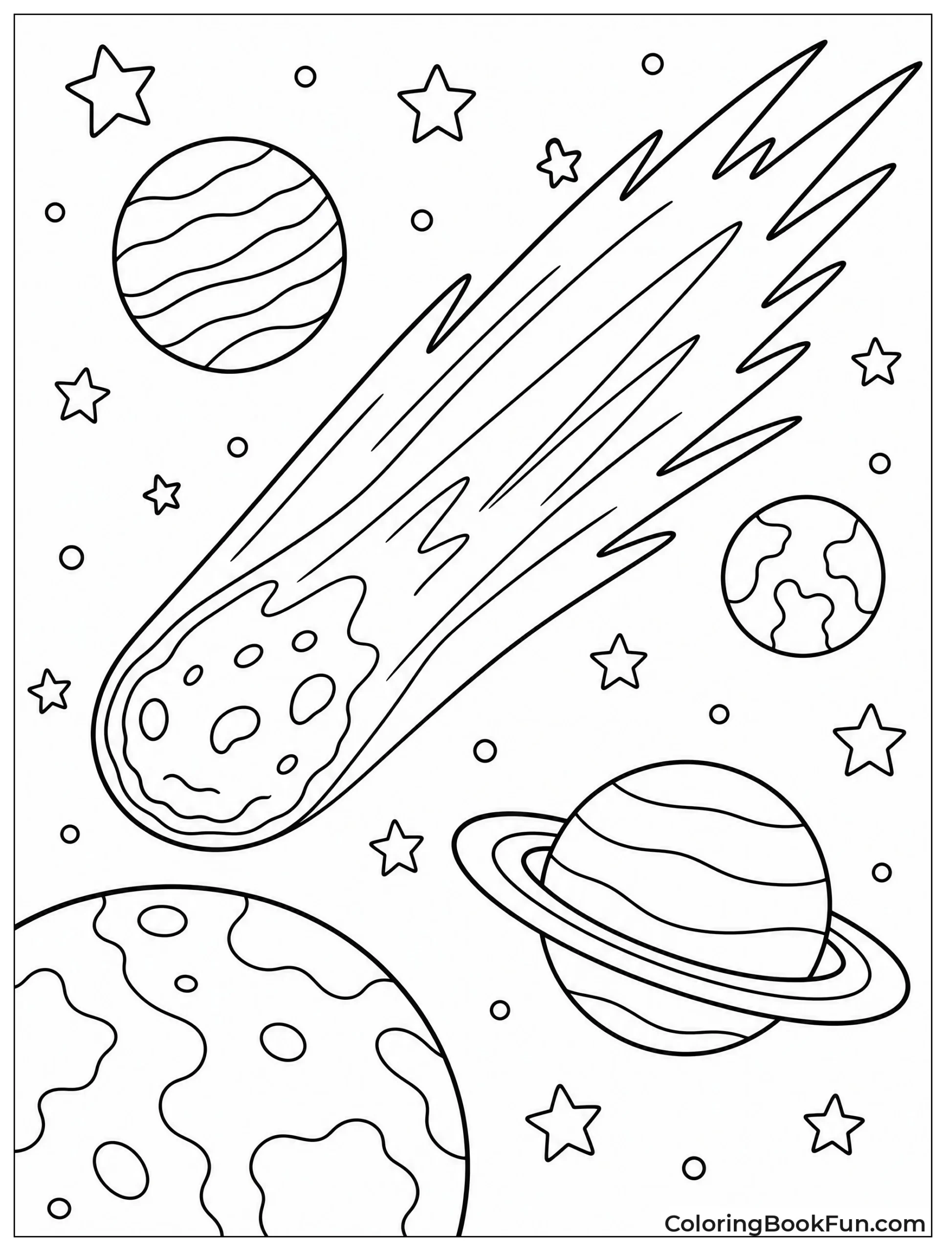 Comet Flying past Planets