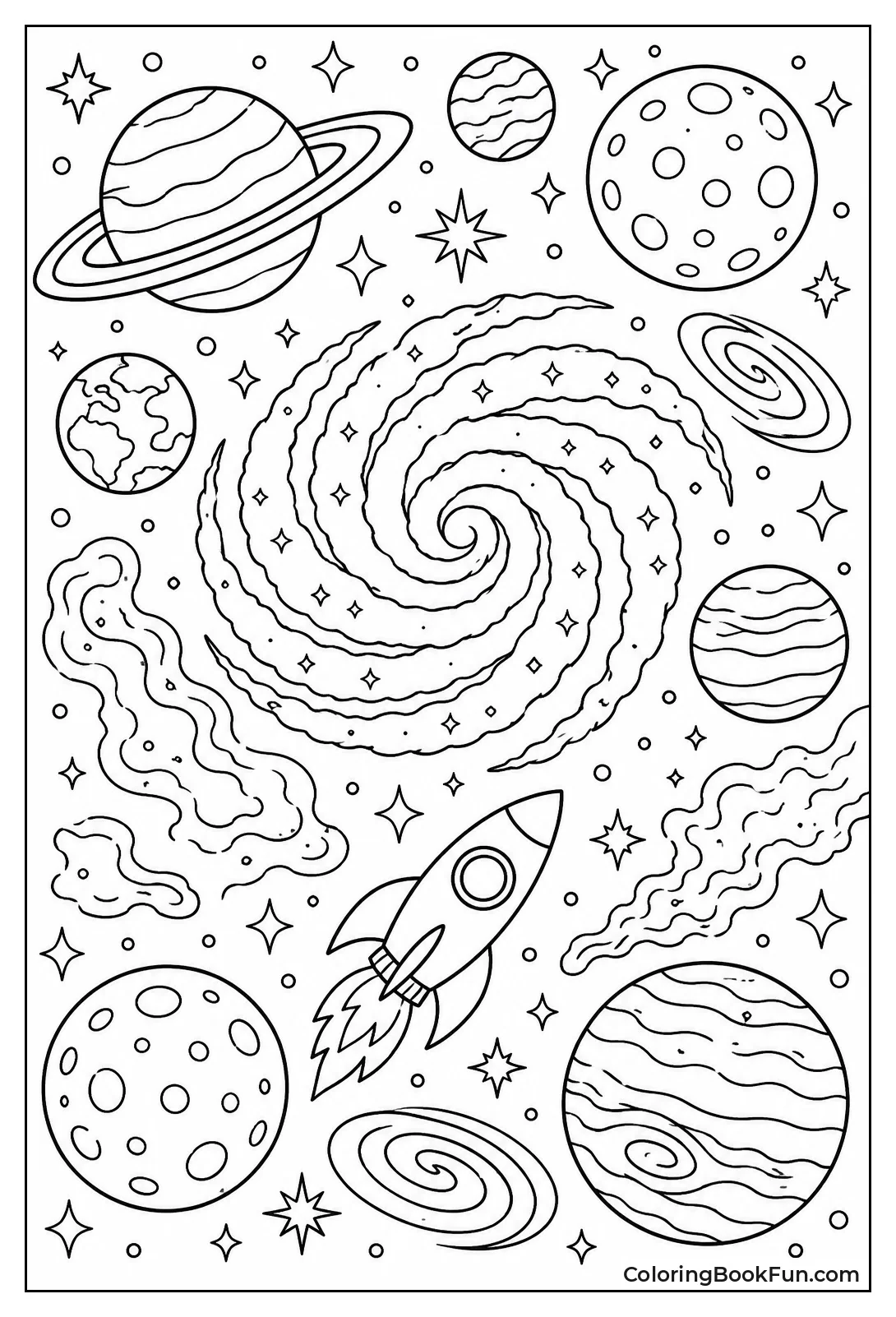 Intricate Space Scene with Nebulae