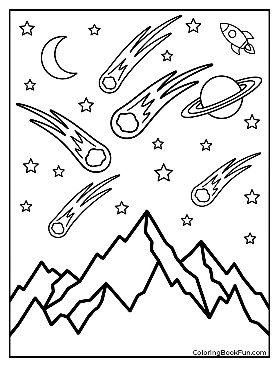 Meteors Streaking over Mountains