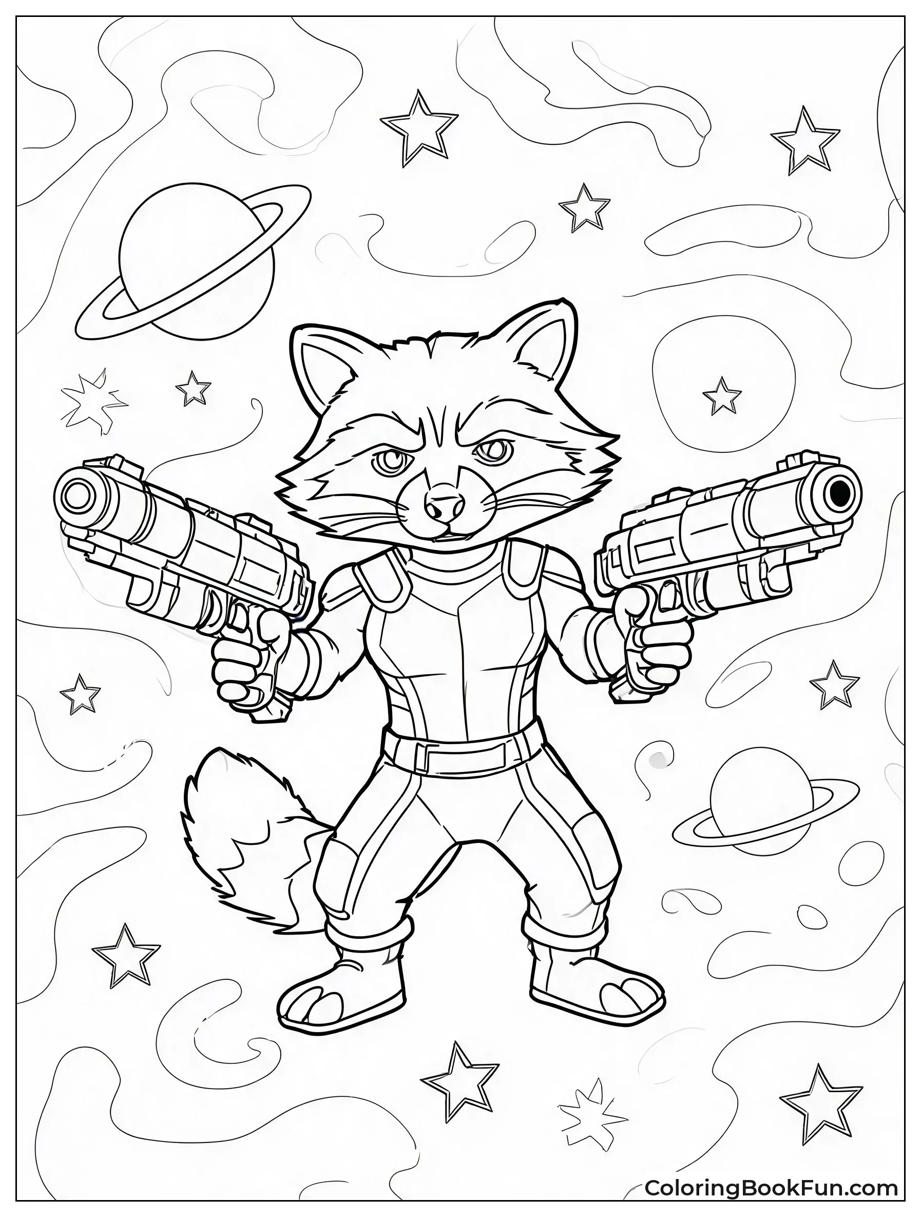 Rocket Raccoon Posing with Weapons