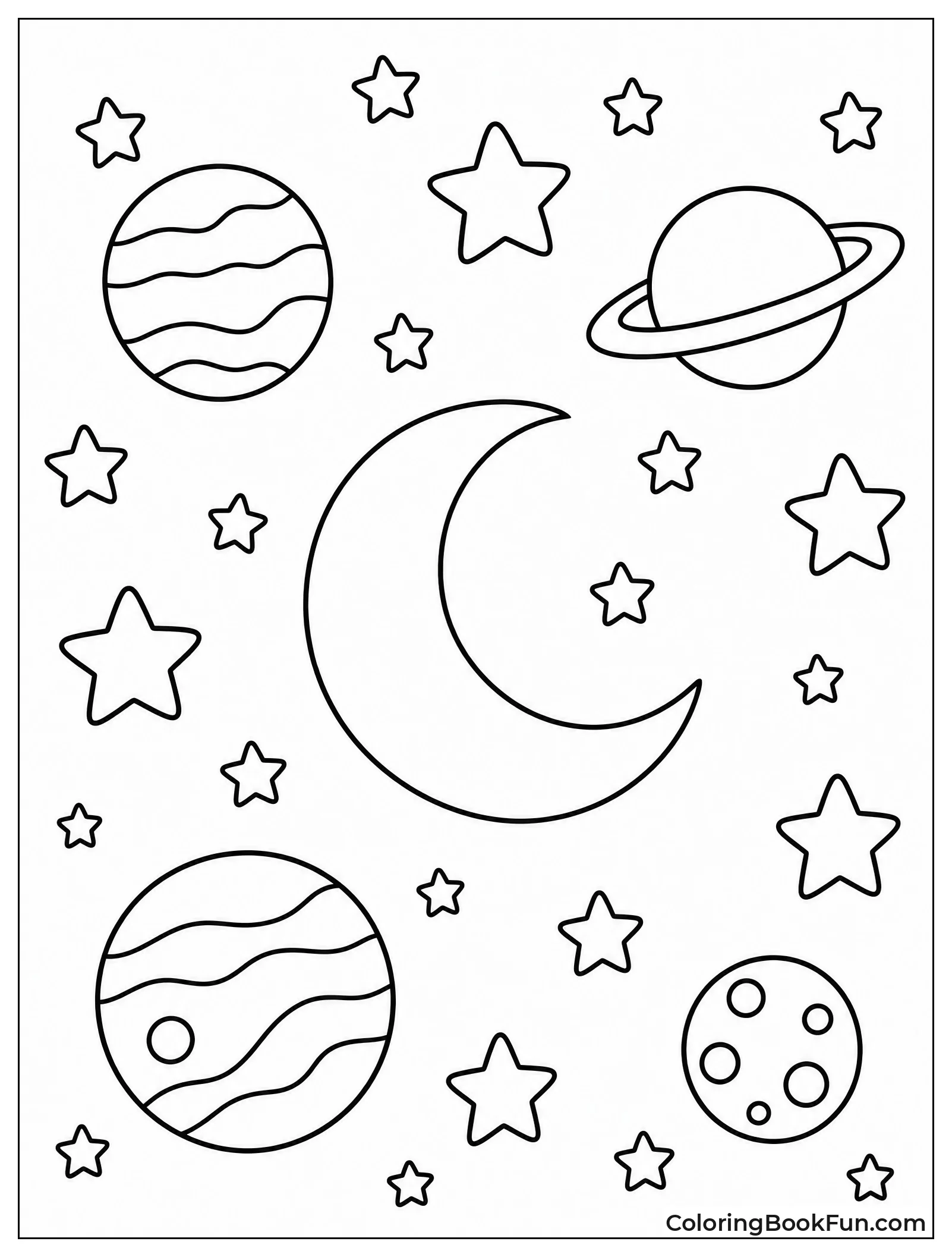 Stars and Crescent Moon