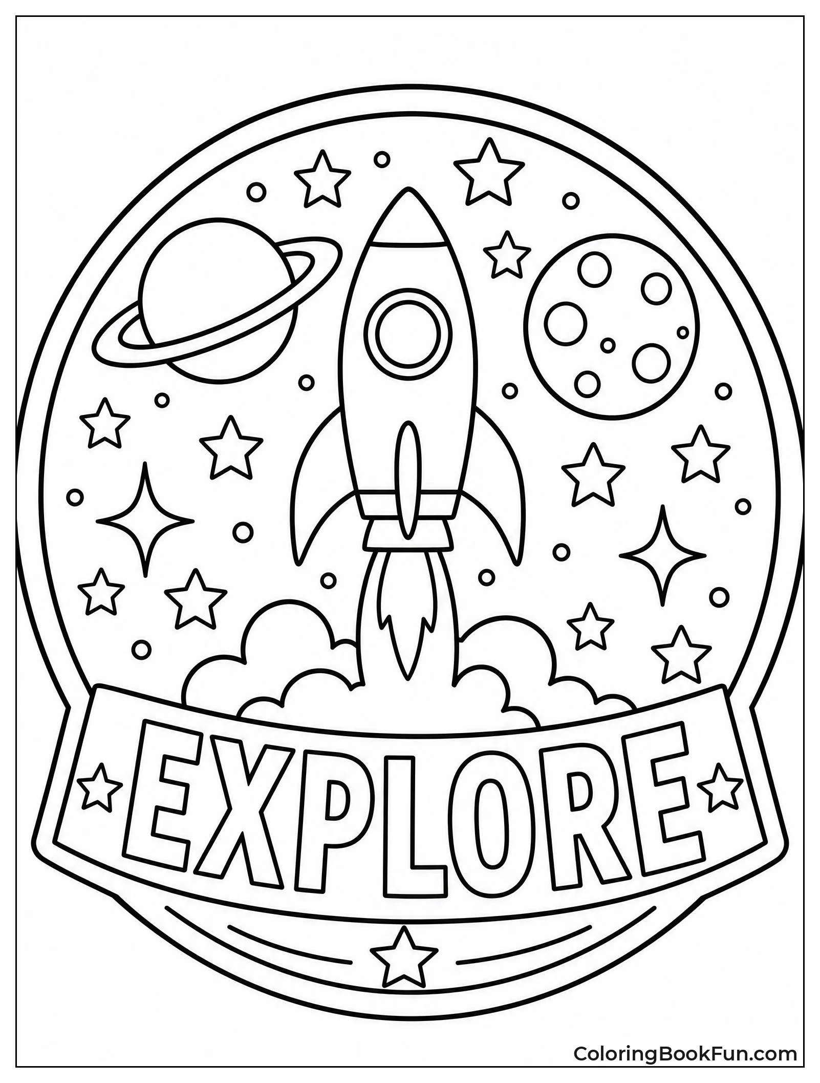 Space Explorer Badge with Rocket