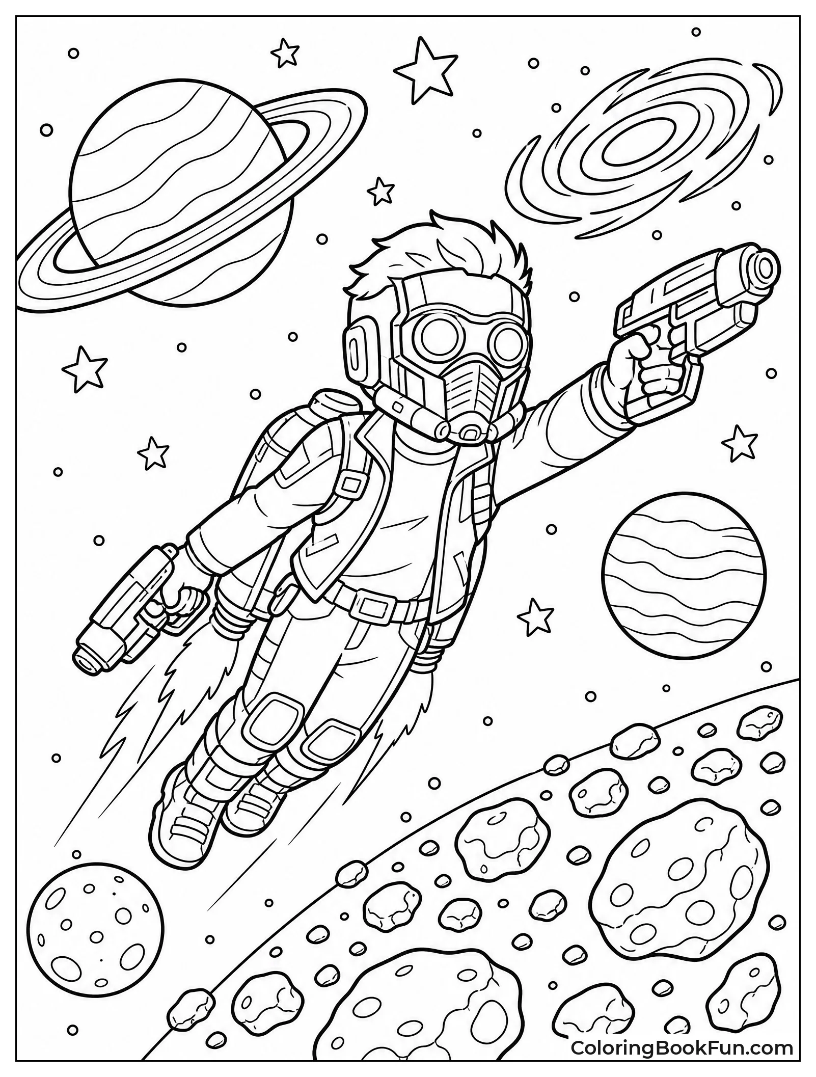 Star-Lord Flying Through Space