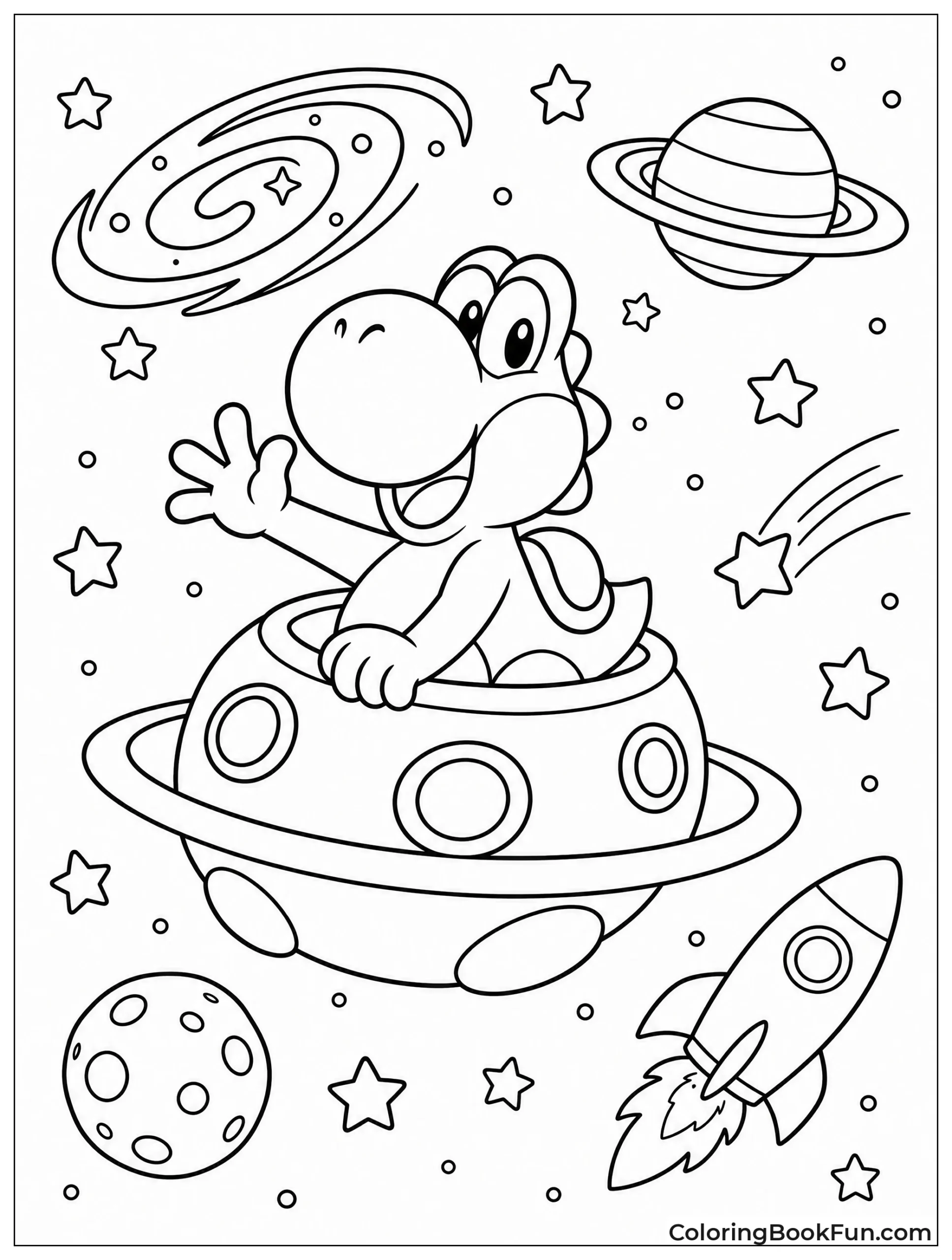 Yoshi Floating Through a Starry Galaxy