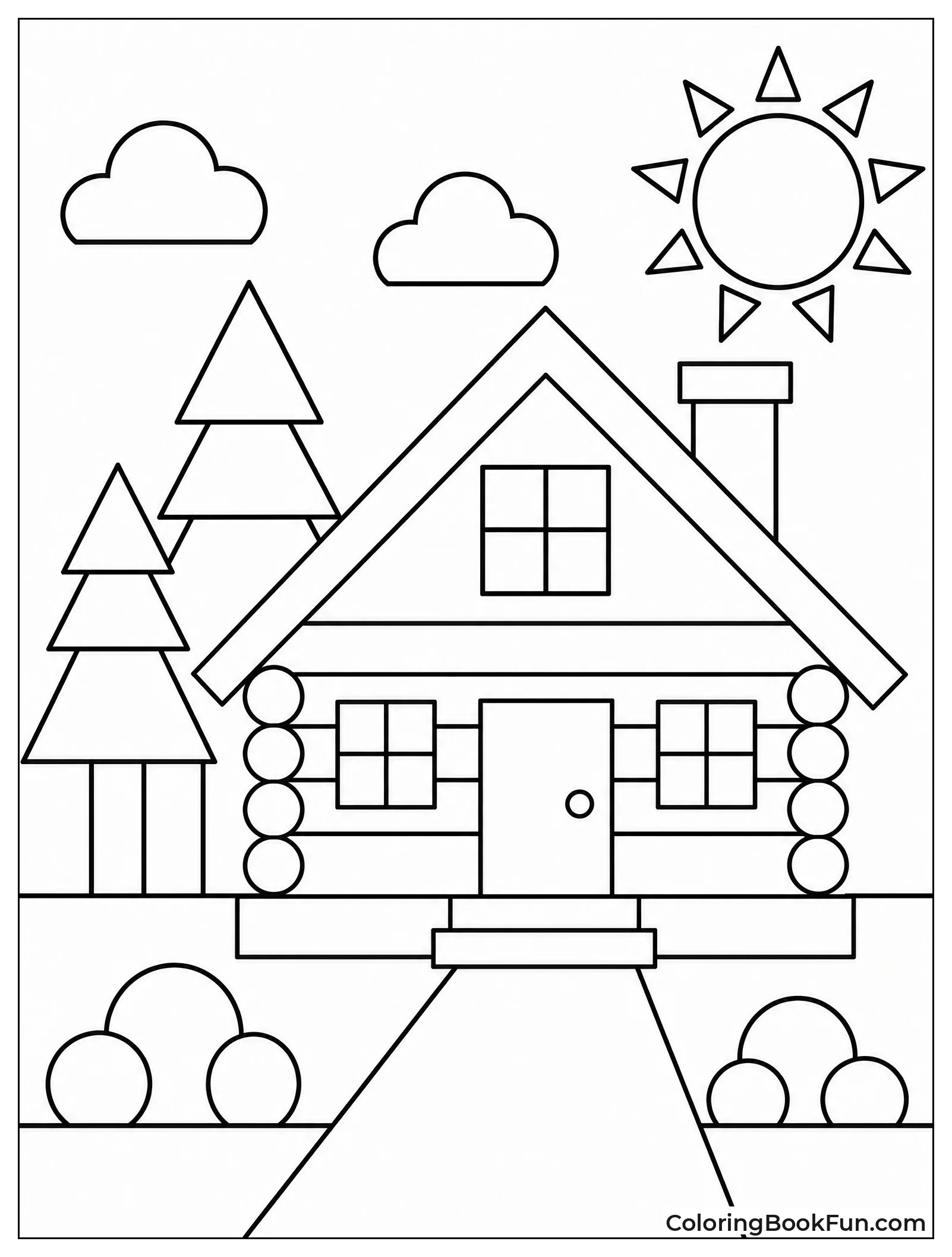 Cabin in Geometric Shapes