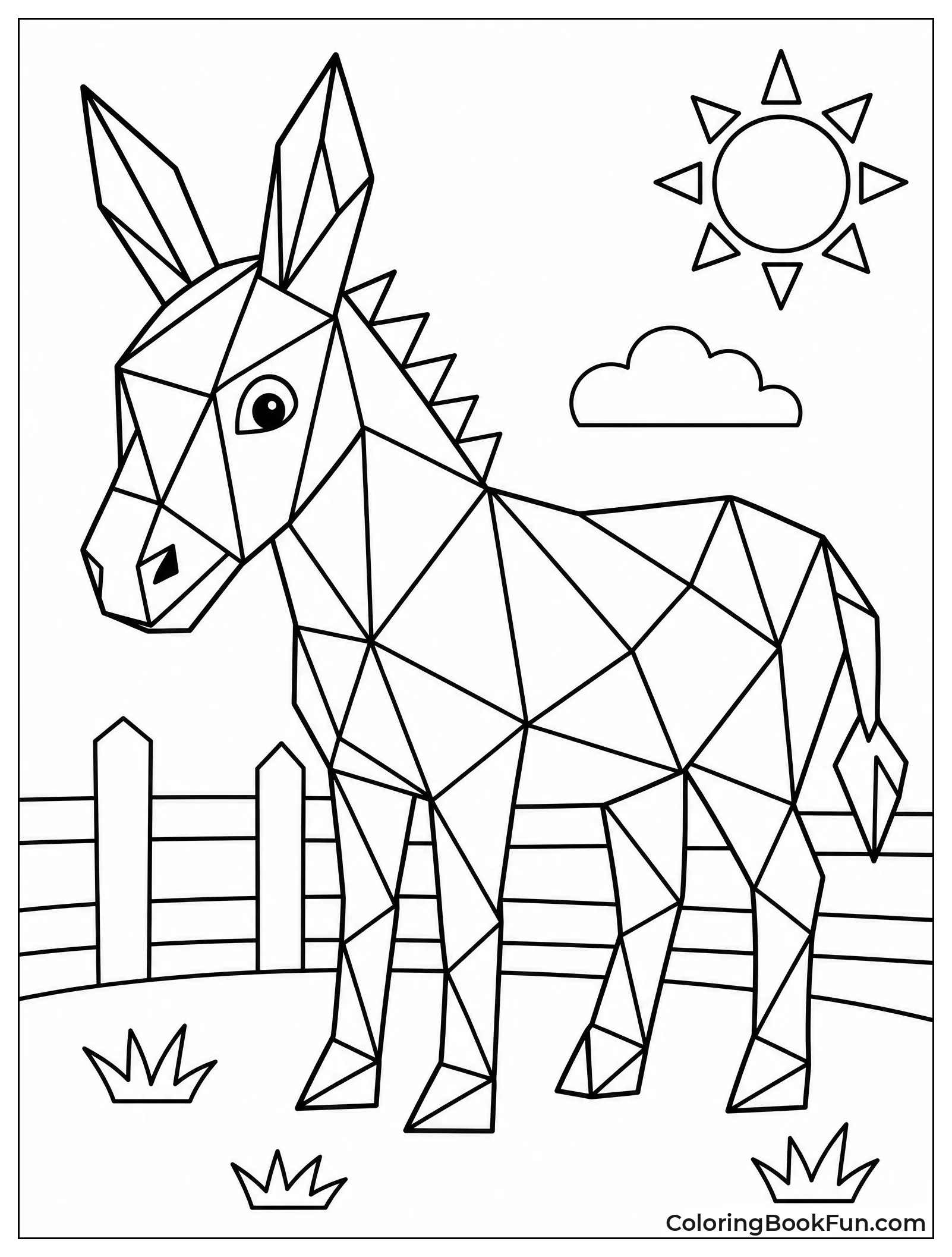 Geometric Donkey Made of Shapes