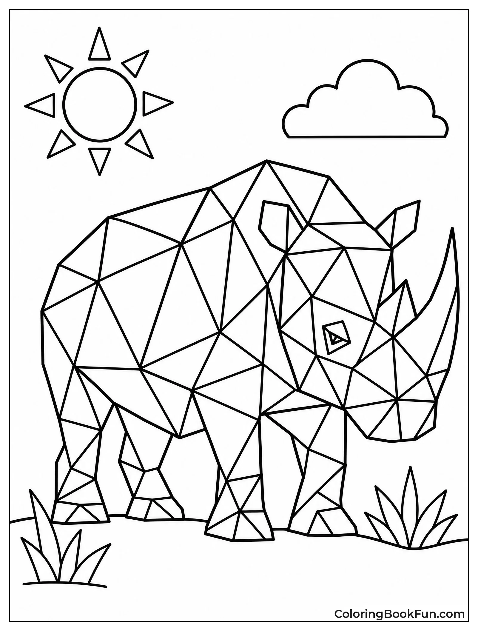 Geometric Rhino Made of Shapes