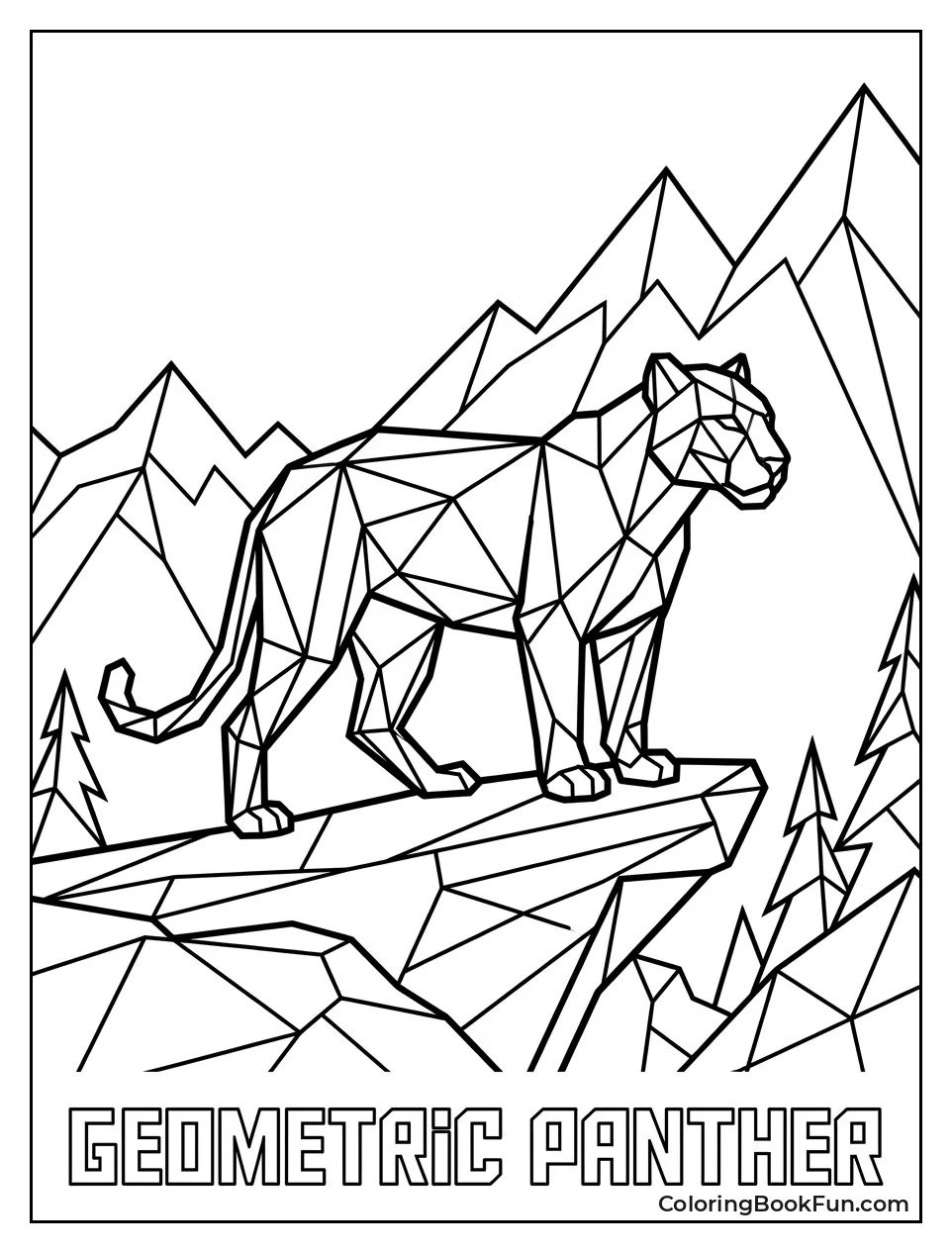 Geometric Panther Made of Shapes