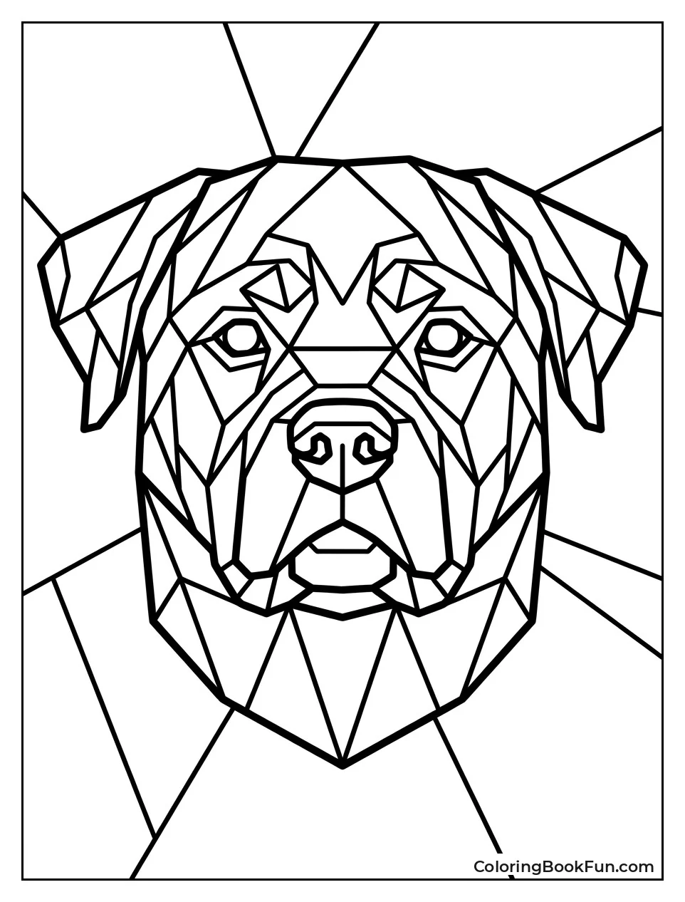 Geometric Rottweiler Made of Triangles and Shapes