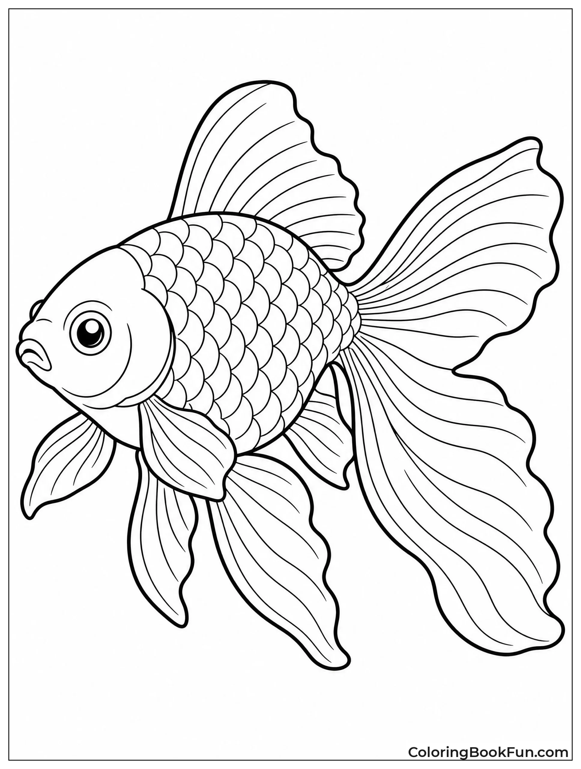 Fantail Goldfish Shows Flowing Fins