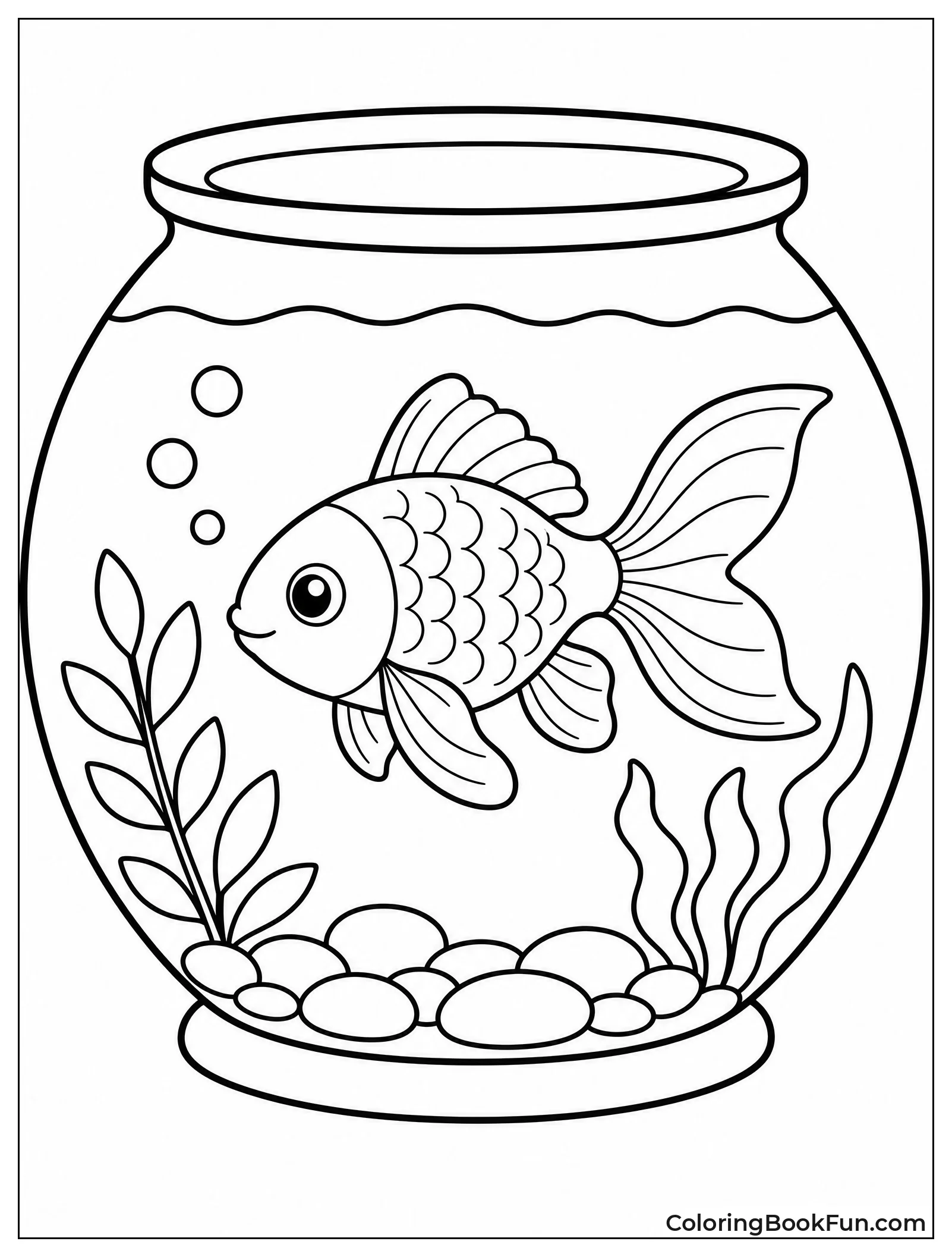 Goldfish Swims Inside Fishbowl