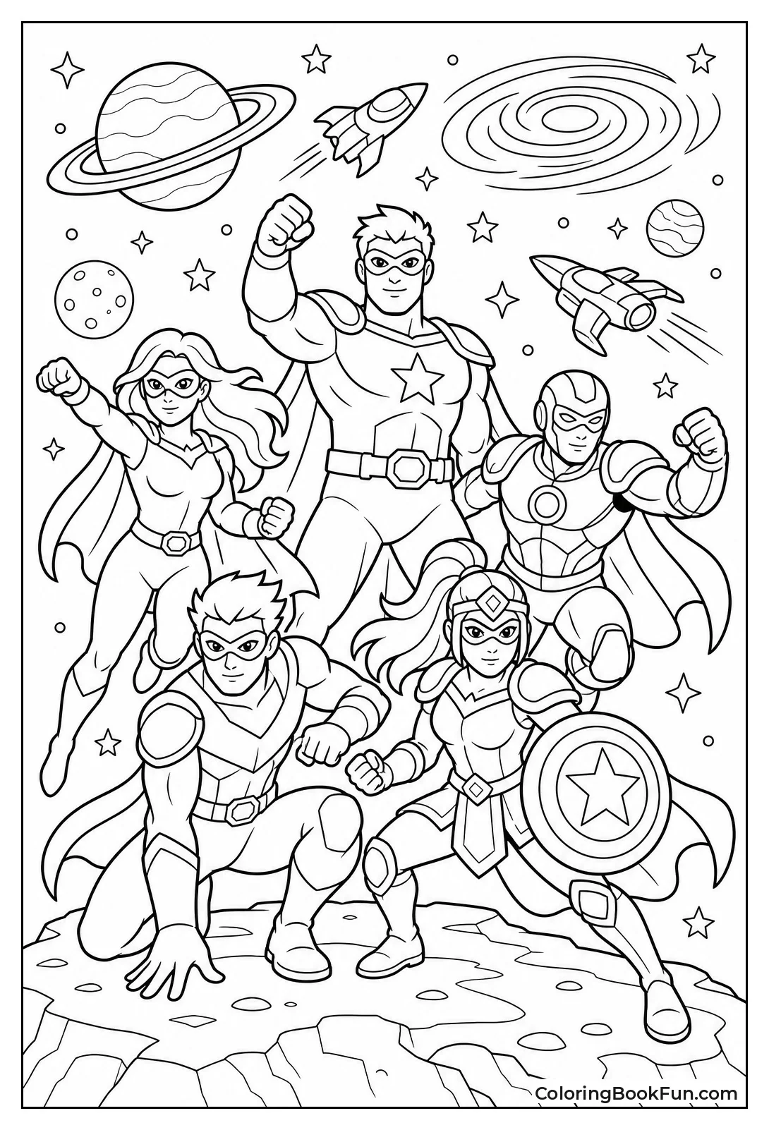 Guardians Posing in Outer Space